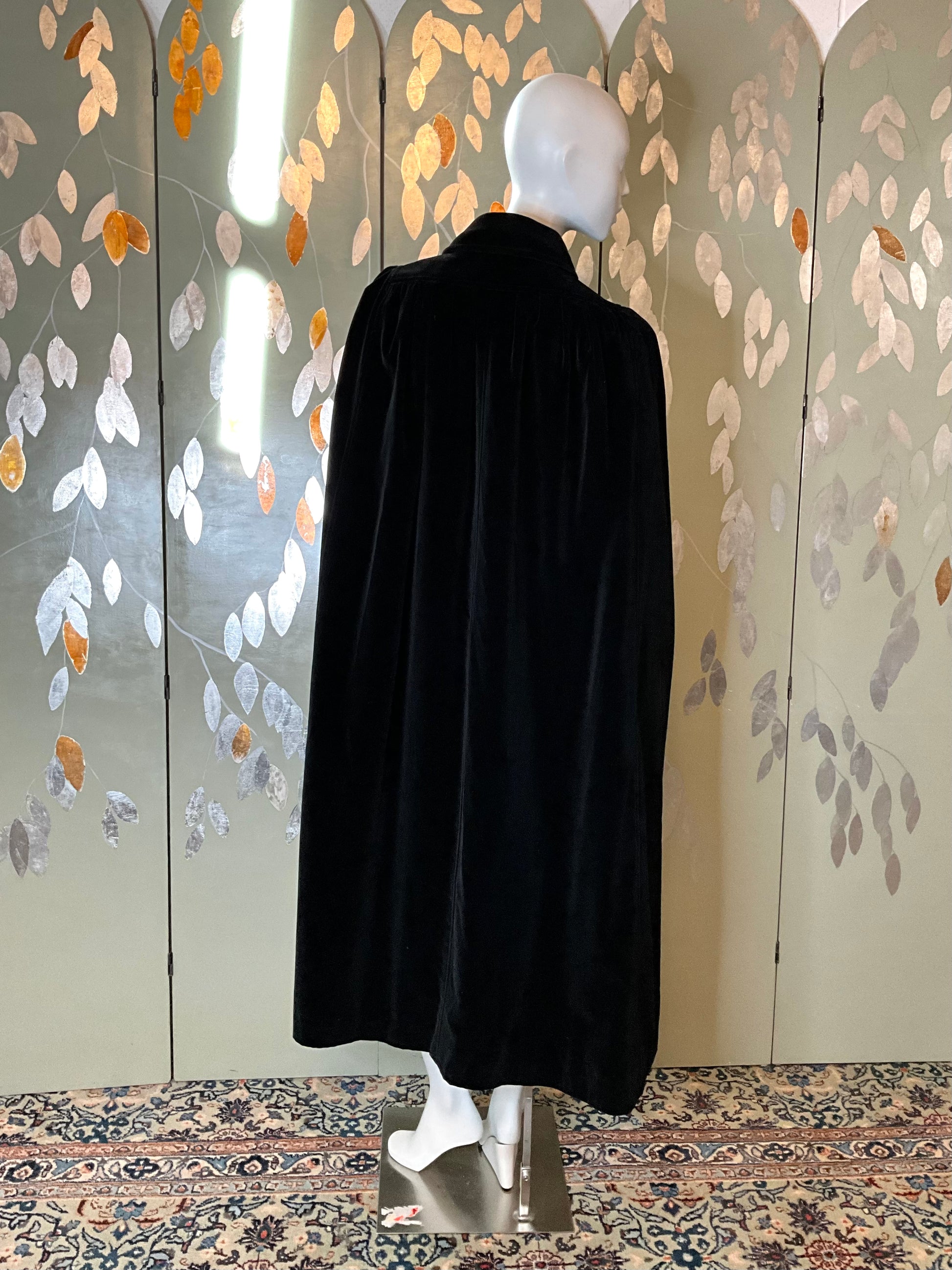 Vintage 1960s Emanuel Ungaro Black Velvet Cape