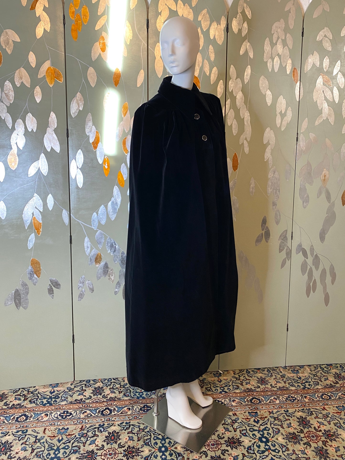 Vintage 1960s Emanuel Ungaro Black Velvet Cape