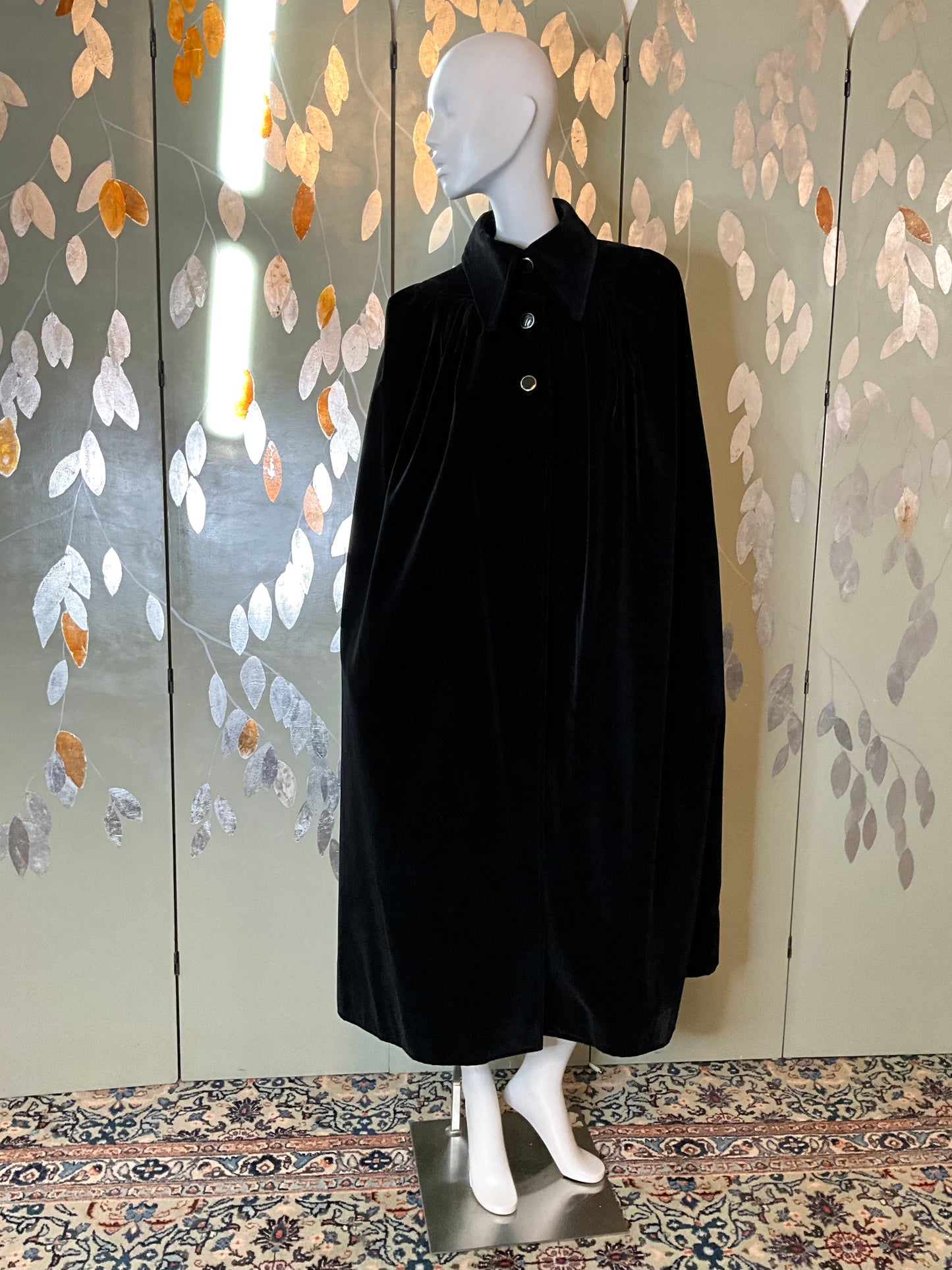 Vintage 1960s Emanuel Ungaro Black Velvet Cape