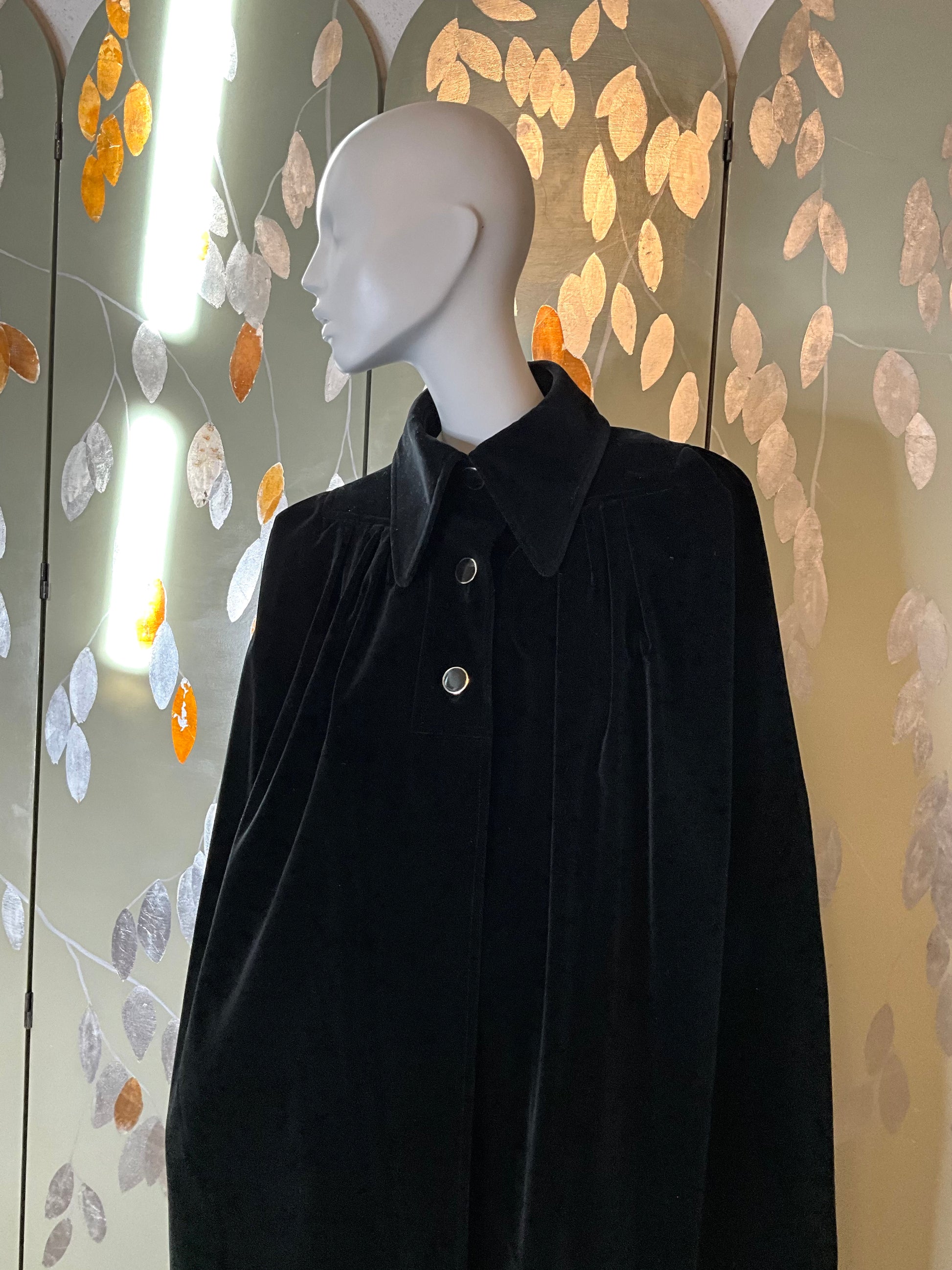 Vintage 1960s Emanuel Ungaro Black Velvet Cape