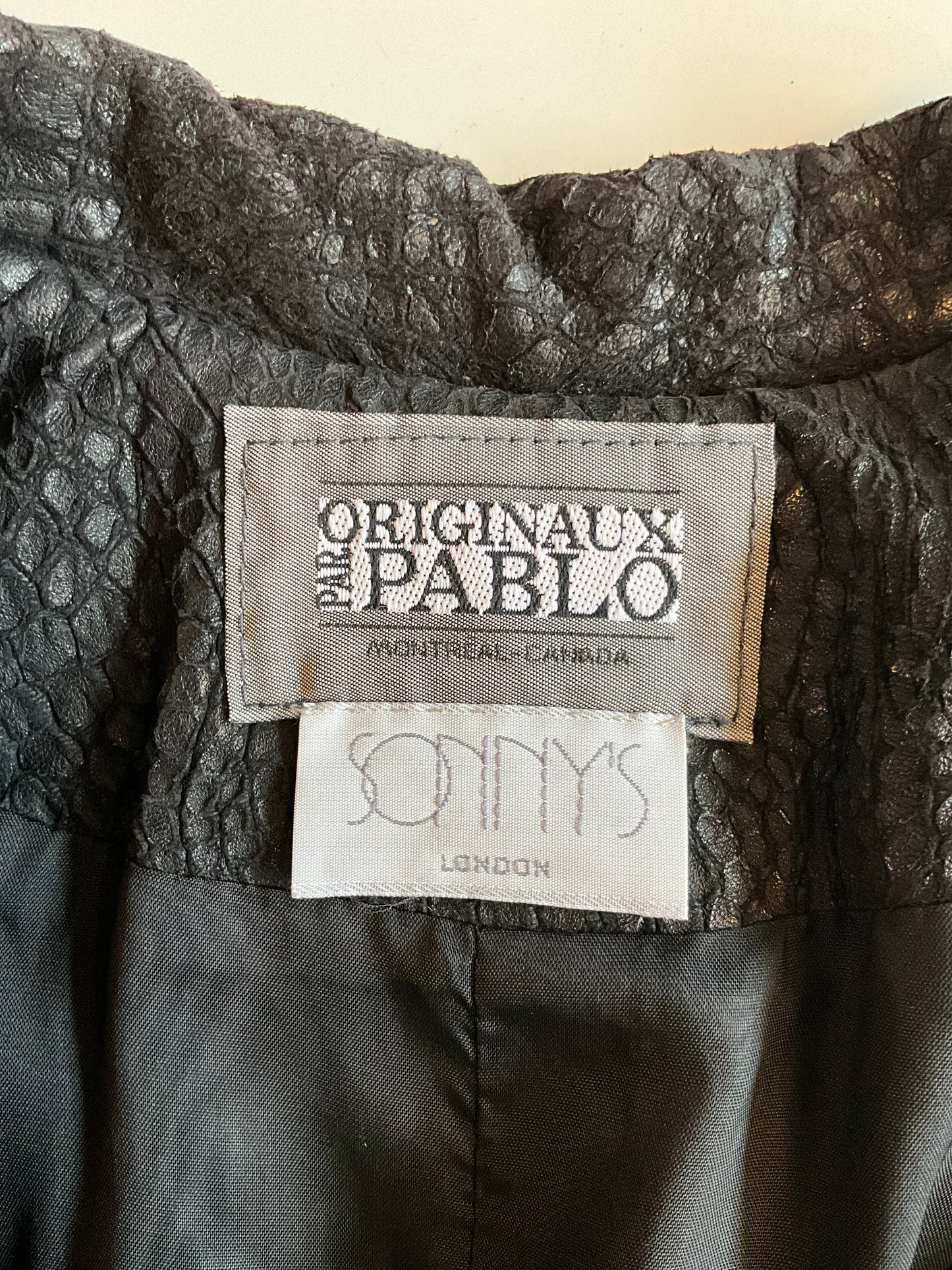 Vintage 1980s Black Leather Batwing Double Breast Oversize Jacket, XL