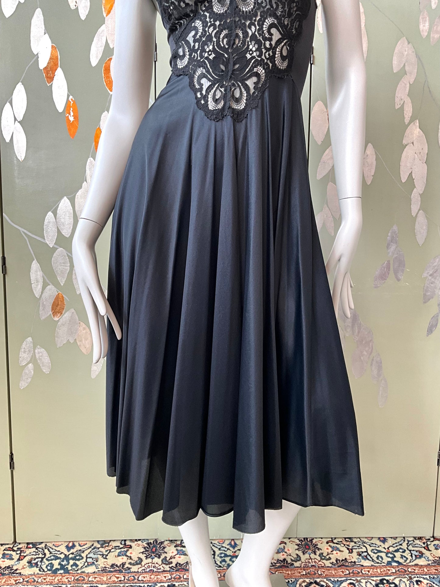 Vintage 1970s Black Lace Nightgown, XS/S