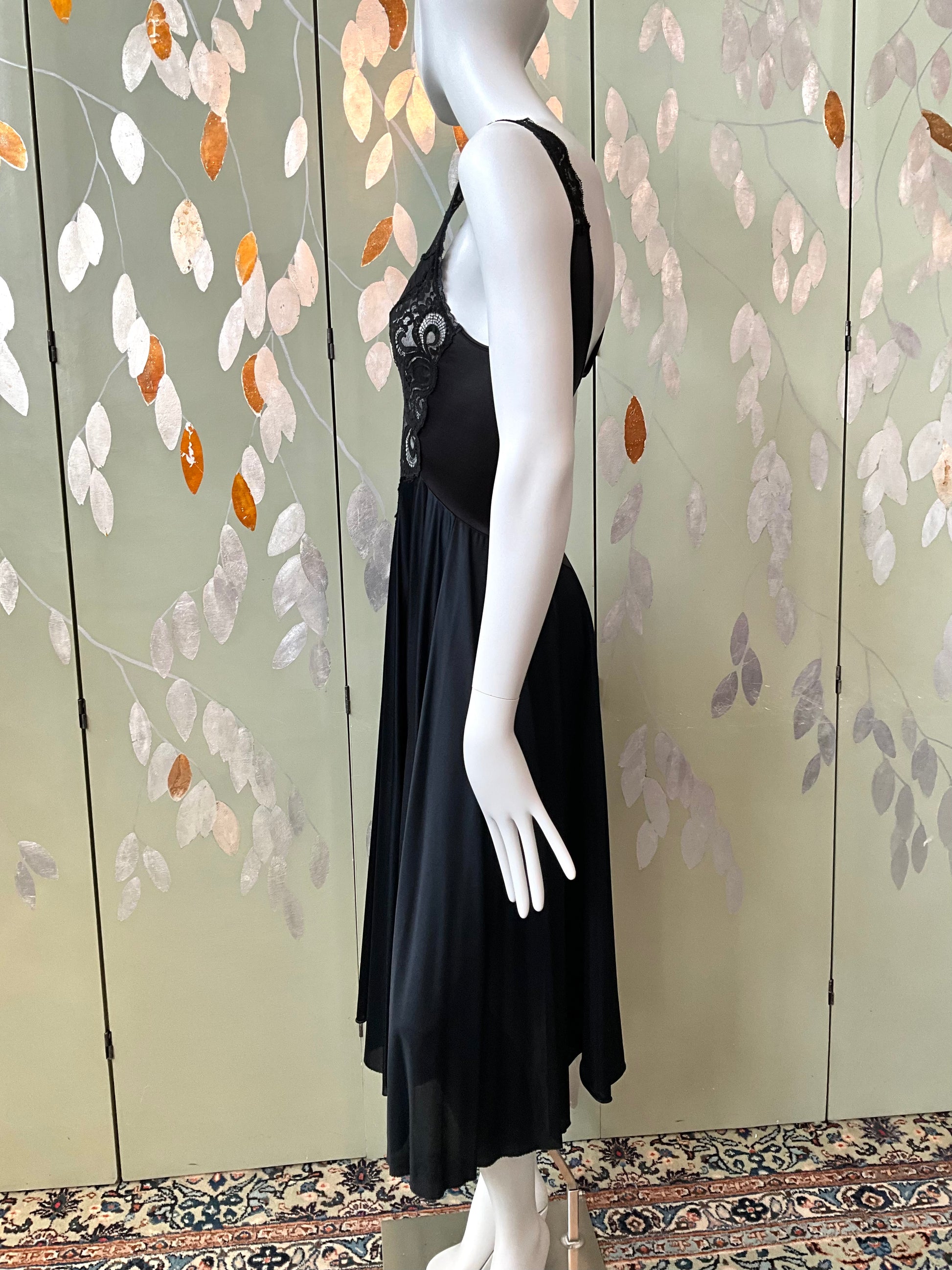 Vintage 1970s Black Lace Nightgown, XS/S