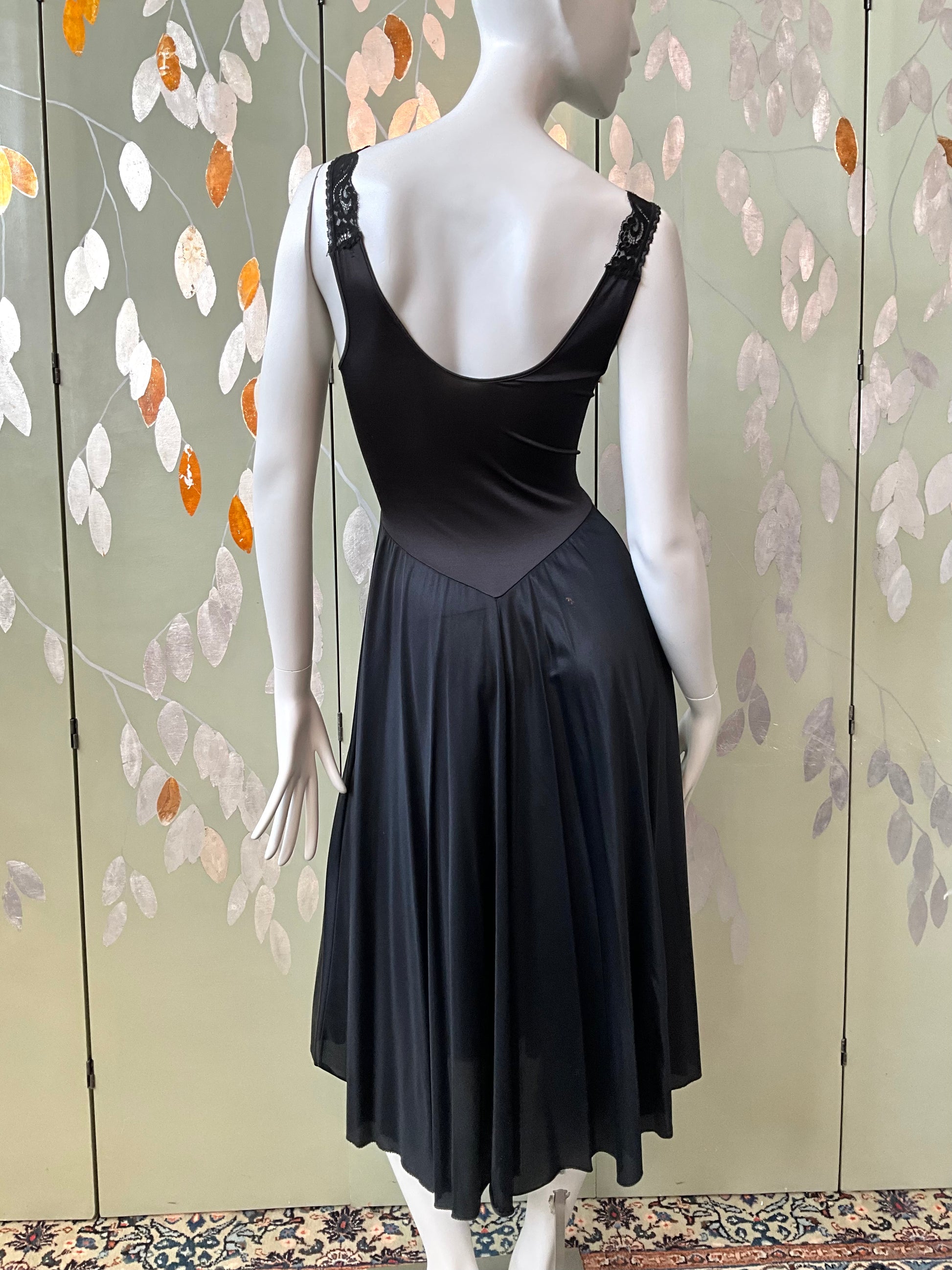 Vintage 1970s Black Lace Nightgown, XS/S