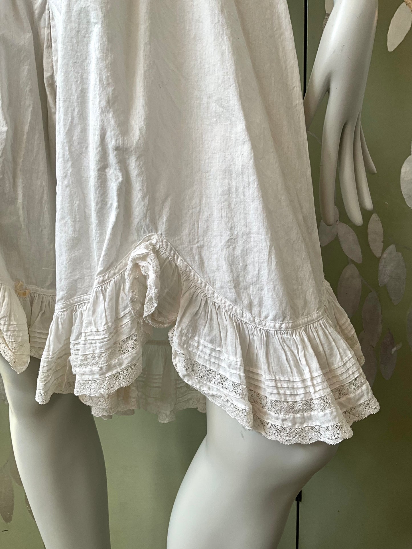 Antique Edwardian White Cotton Bloomers, Medium 