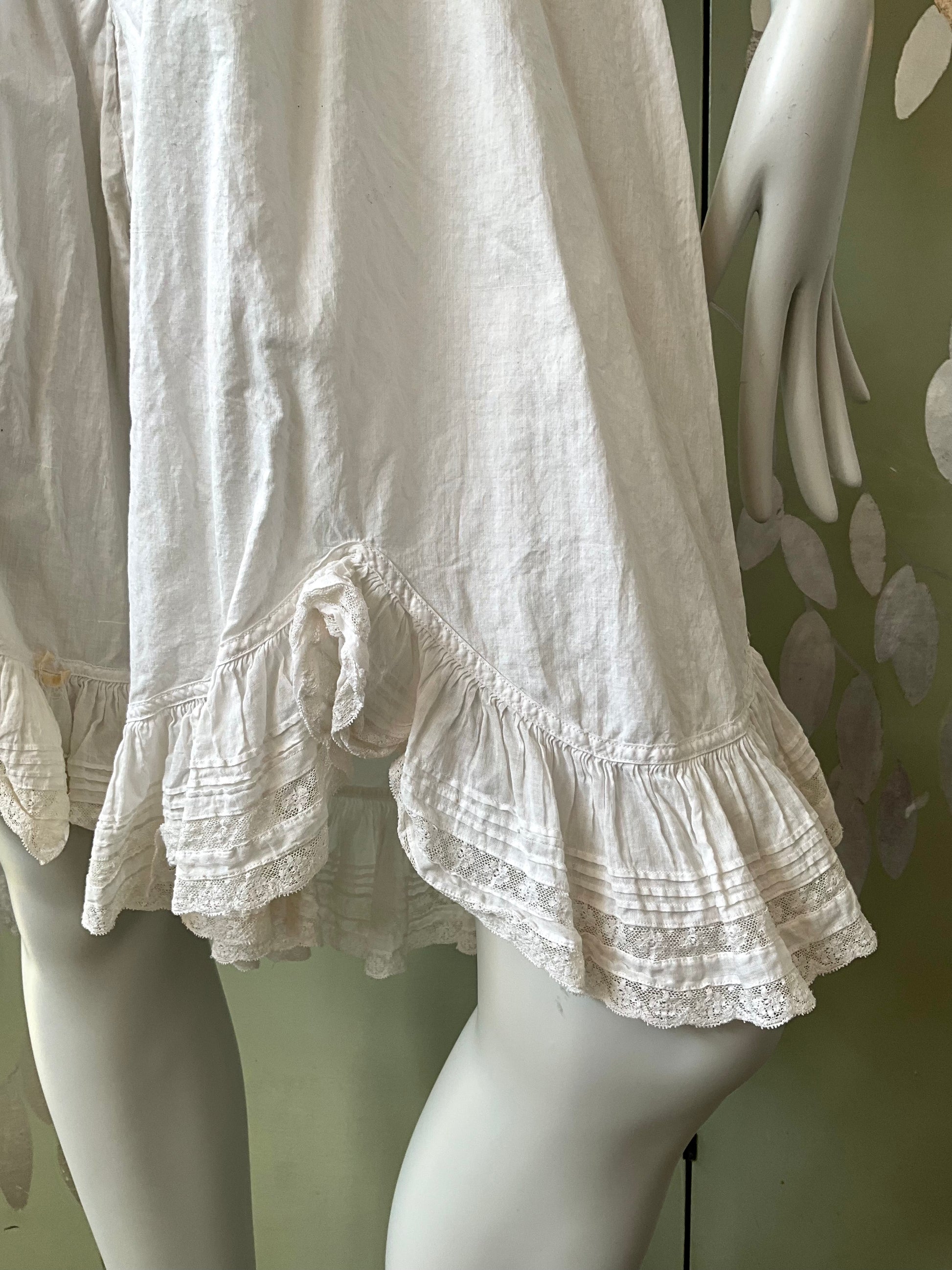 Antique Edwardian White Cotton Bloomers, Medium 