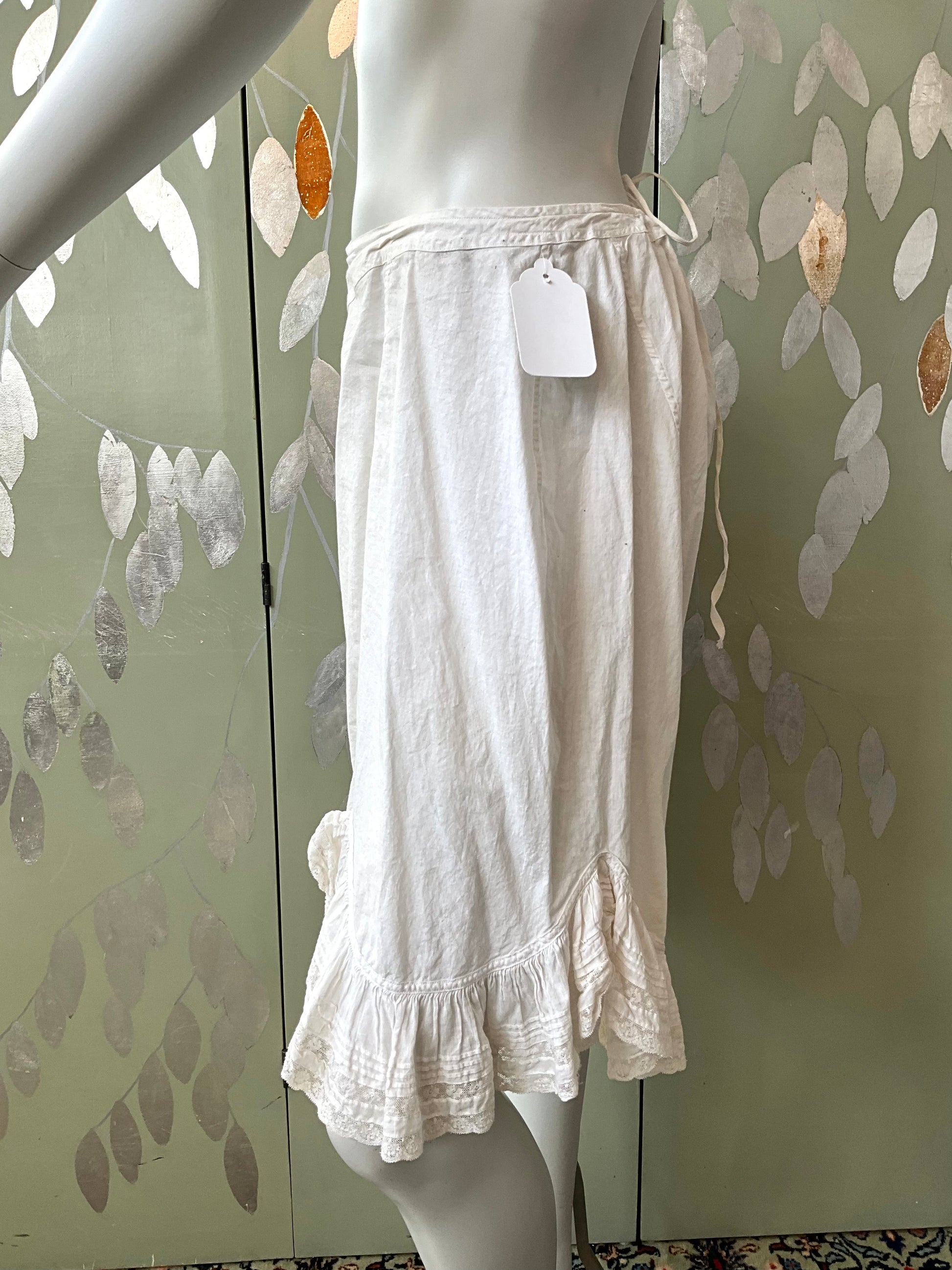 Antique Edwardian White Cotton Bloomers, Medium 