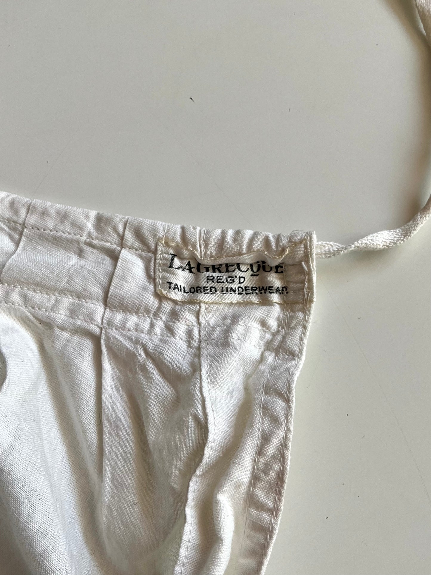 Antique Edwardian White Cotton Bloomers, Medium 
