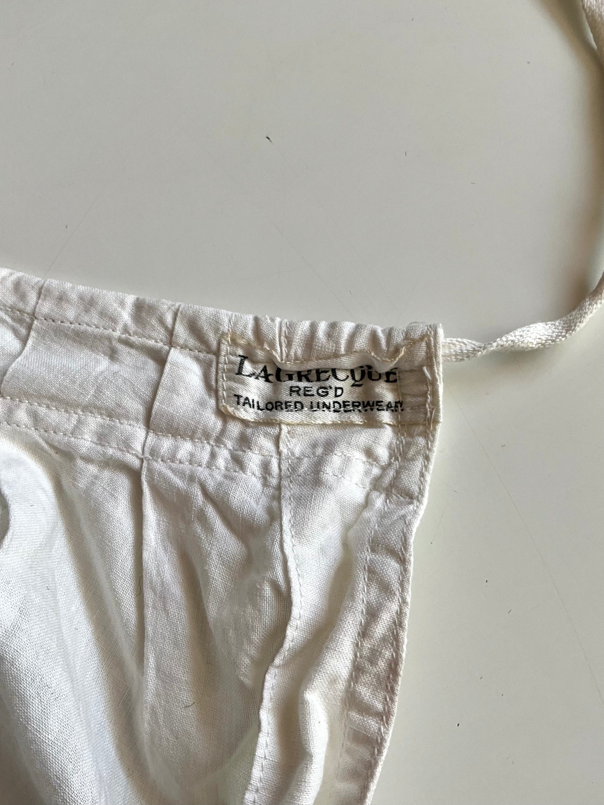Antique Edwardian White Cotton Bloomers, Medium 