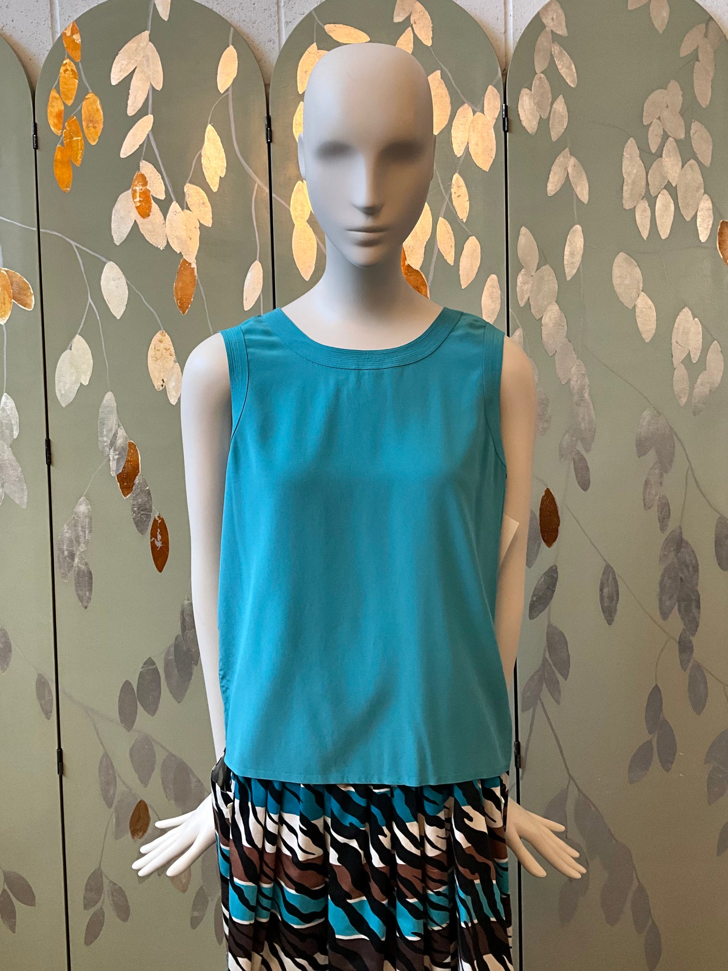 Vintage 1980s Chanel Blue Silk Tank Top, Medium 