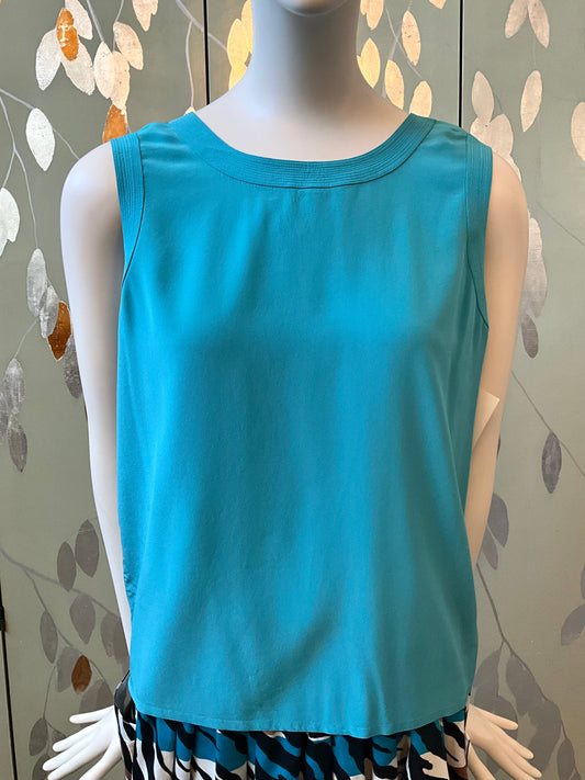 Vintage 1980s Chanel Blue Silk Tank Top, Medium 