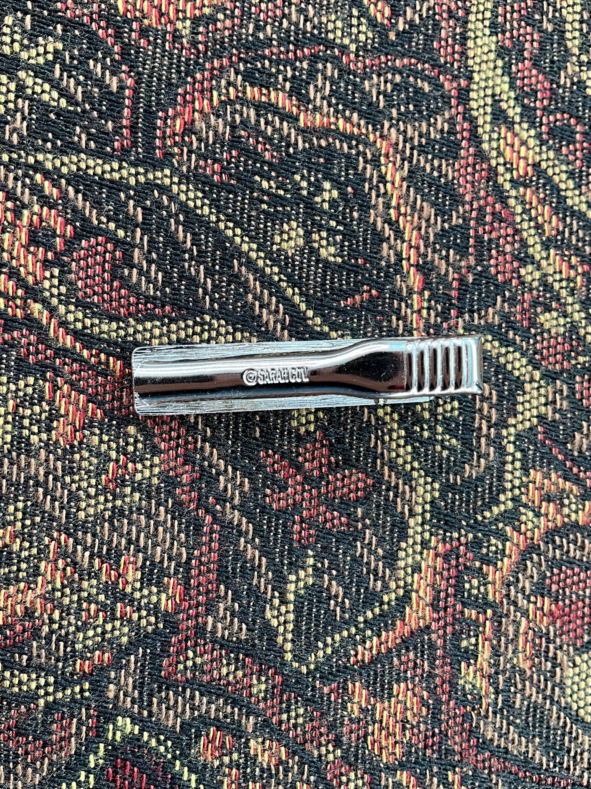 Vintage 1960s Sarah Coventry Silver Rhinestone Cufflink and Tie Clip Set 