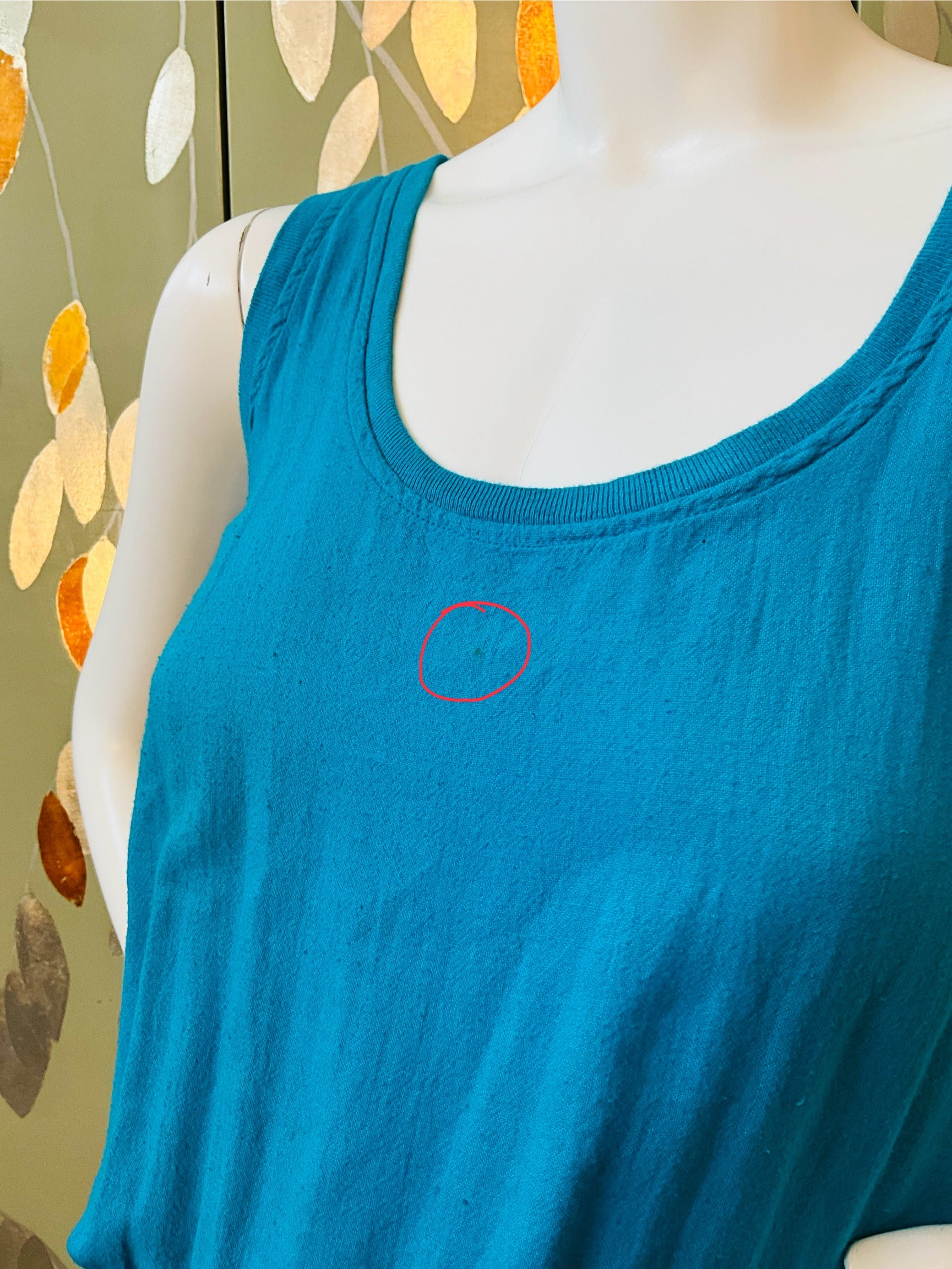 Vintage 1980s Blue Cotton Tank Top Maxi Dress, Made in USA, M/L