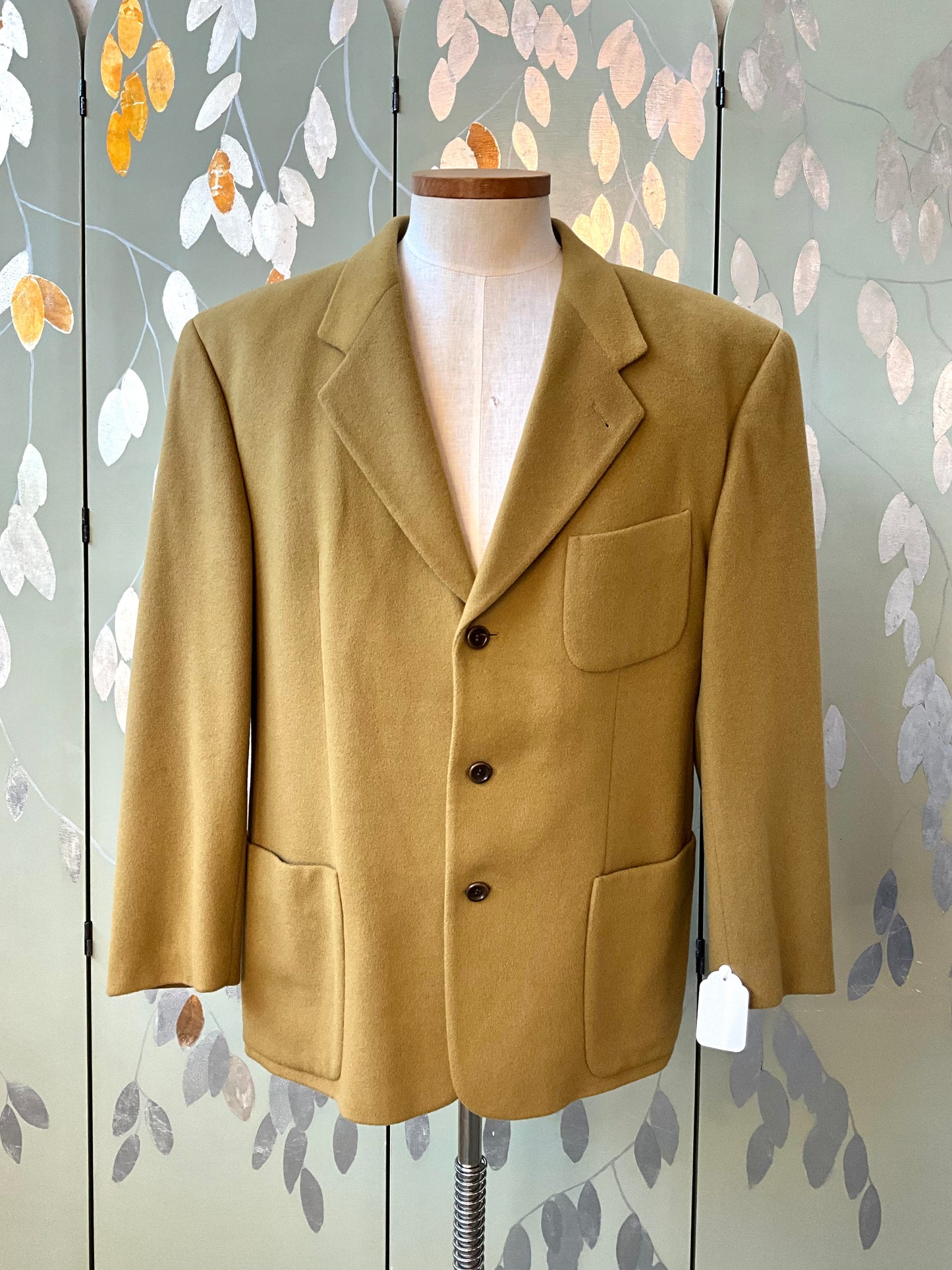 Vintage 1990s Men's Hugo Boss Green Cashmere Wool Blazer, Large 