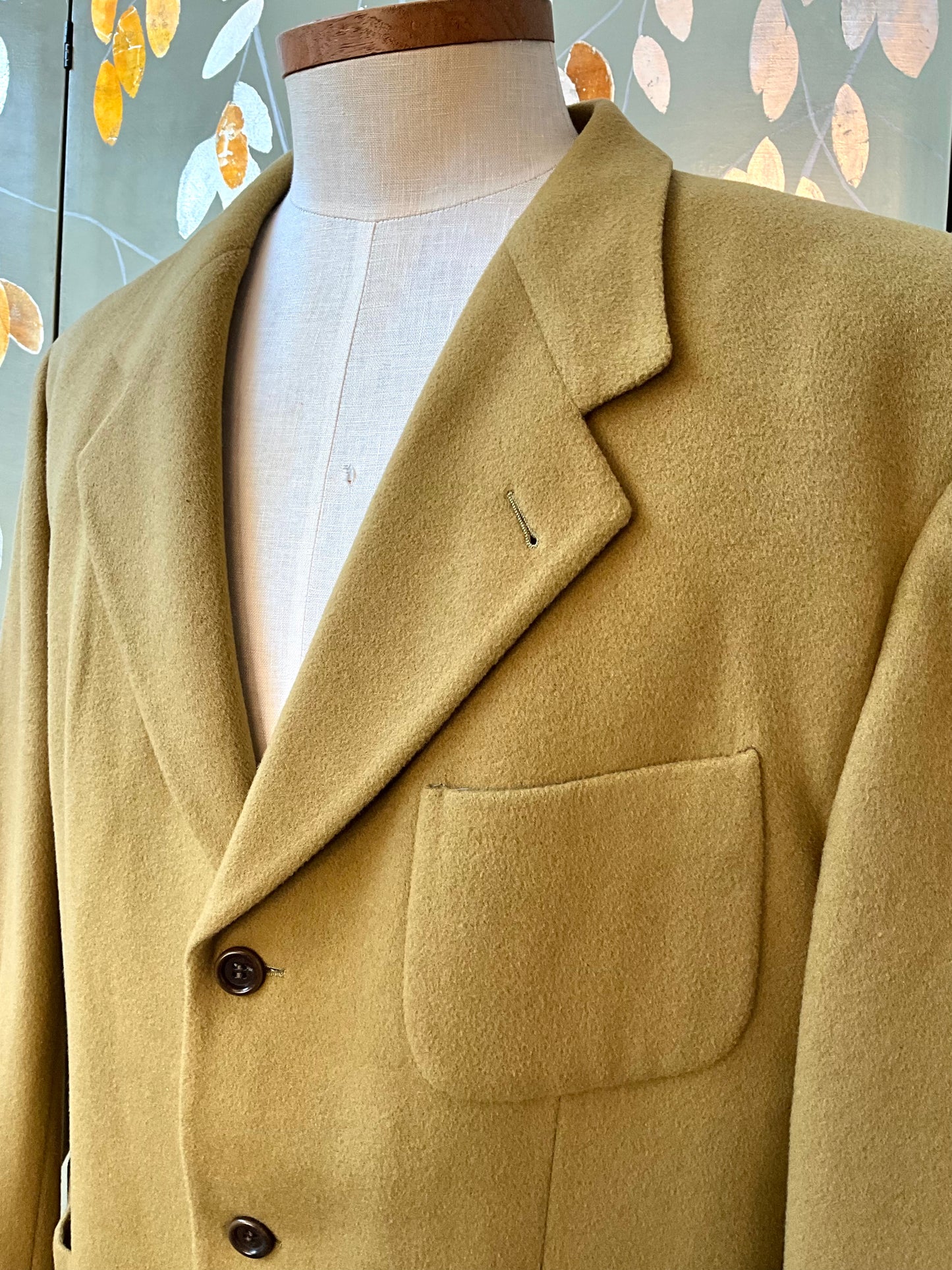 Vintage 1990s Men's Hugo Boss Green Cashmere Wool Blazer, Large 