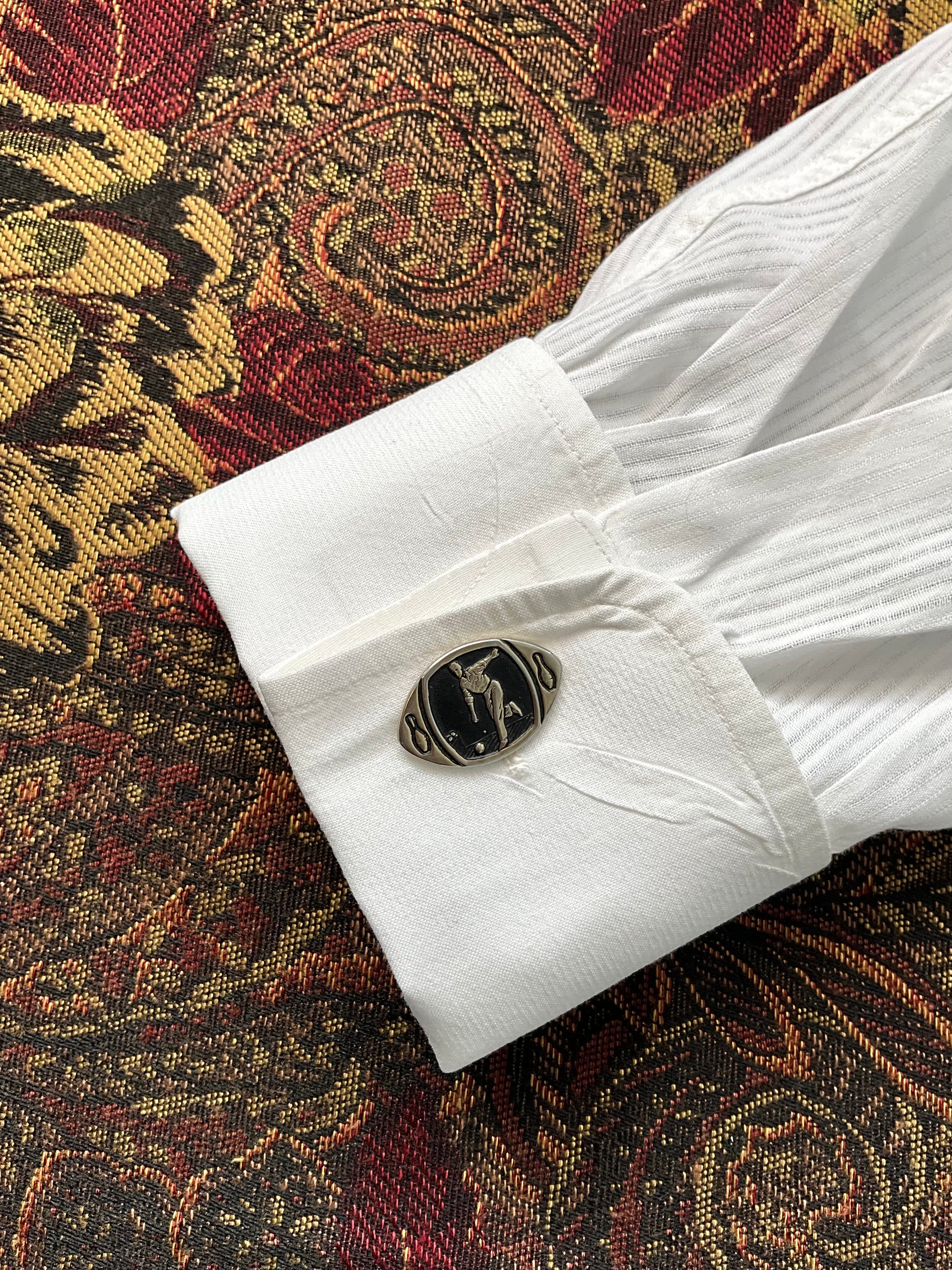 Vintage 1950s Oval Novelty Bowling Cuff Links