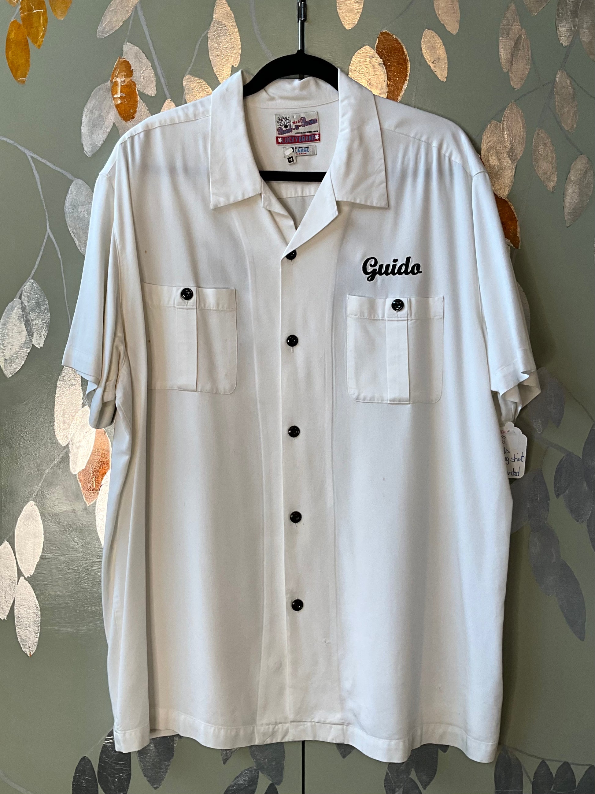 1950s dress shirt Vintage 1950s-Style Lucky Brand White Short Sleeve Bowling Shirt, XL – Ian  Drummond Vintage