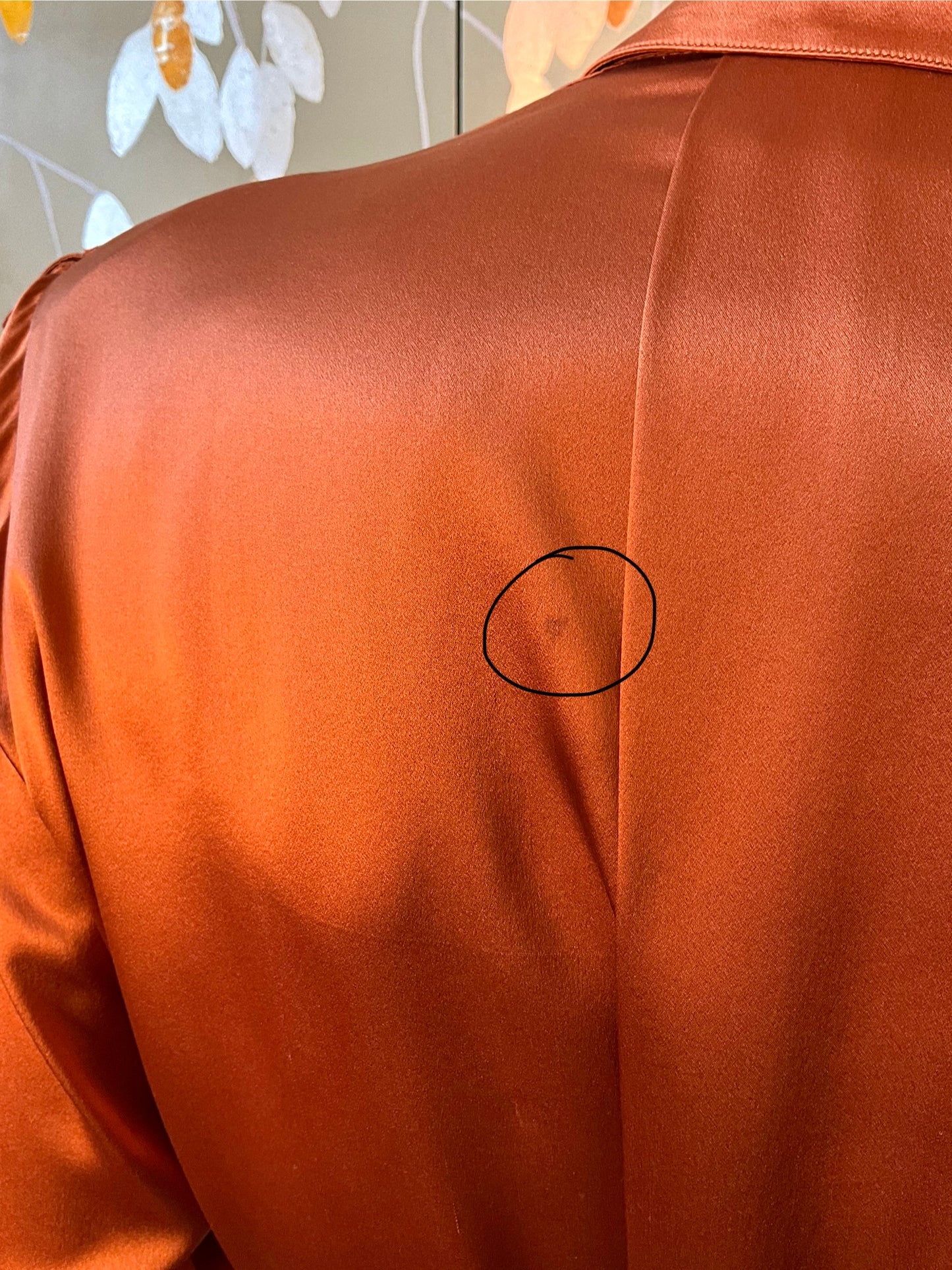 Vintage 1980s Copper Silk Satin Pleated Blouse, Large 