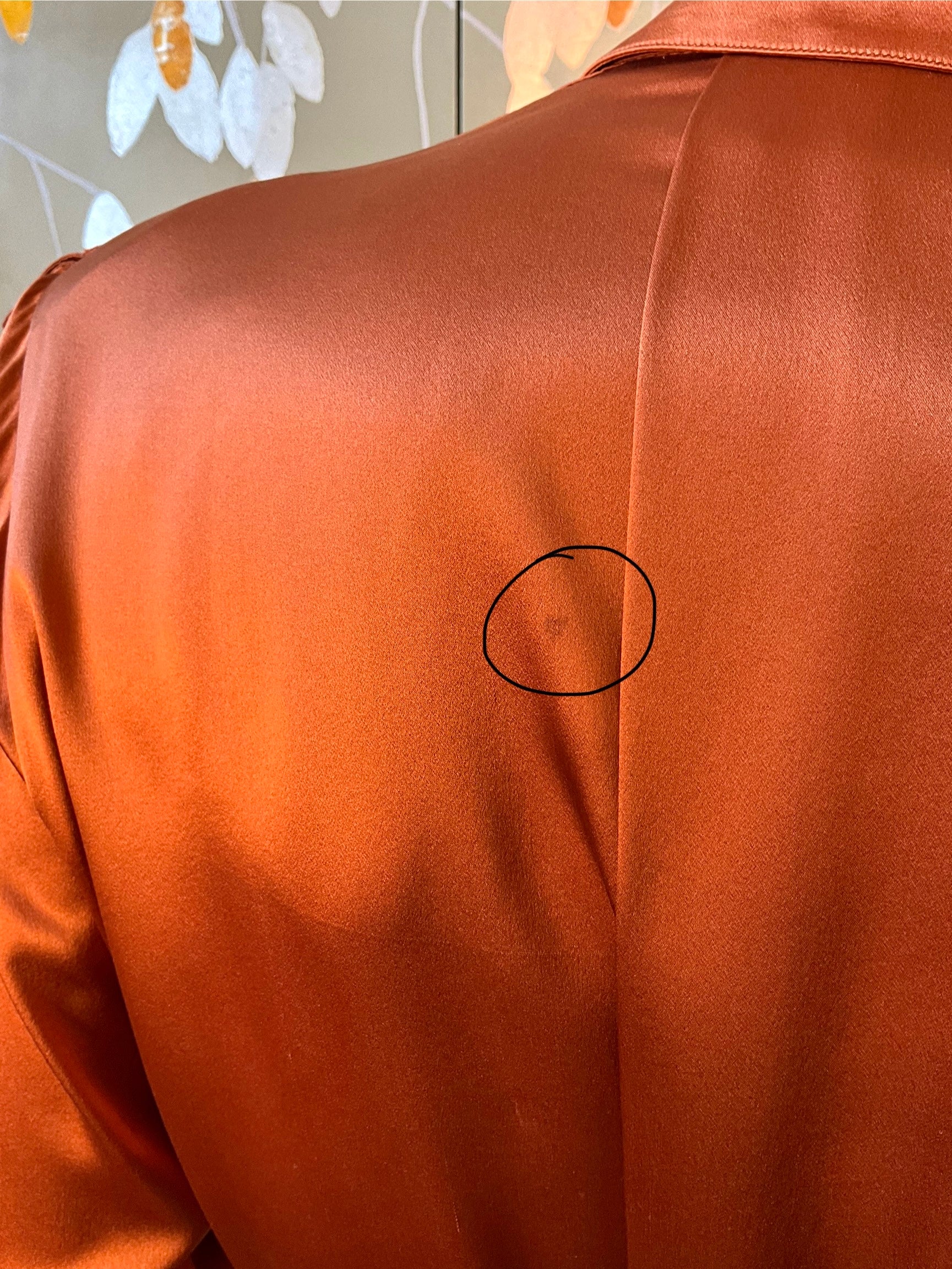 Vintage 1980s Copper Silk Satin Pleated Blouse, Large 