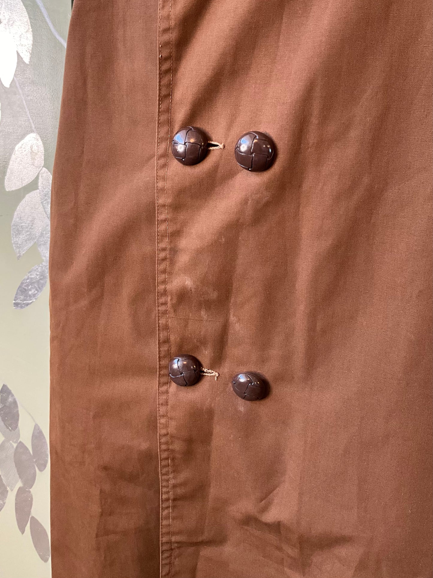 Vintage 1970s Brown Trench Mac Coat, Large 