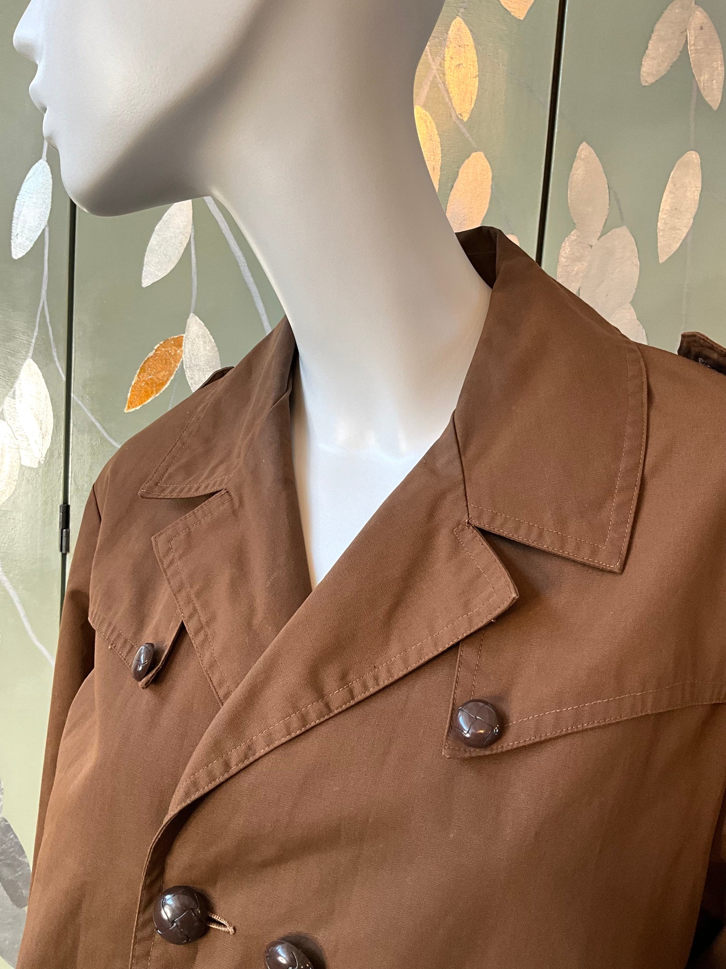 Vintage 1970s Brown Trench Mac Coat, Large 