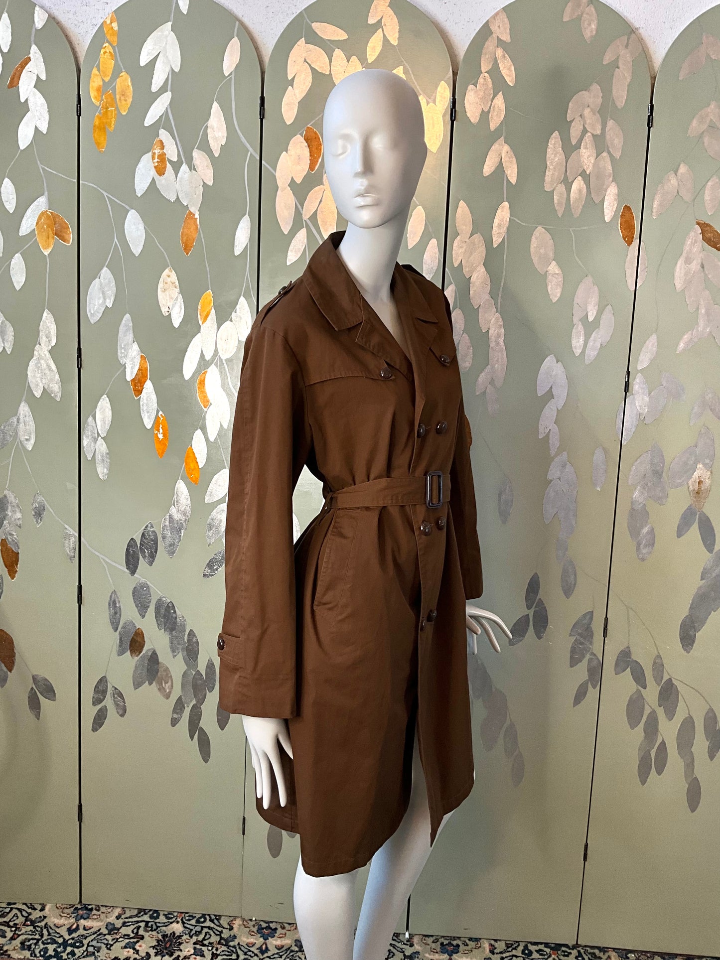 Vintage 1970s Brown Trench Mac Coat, Large 