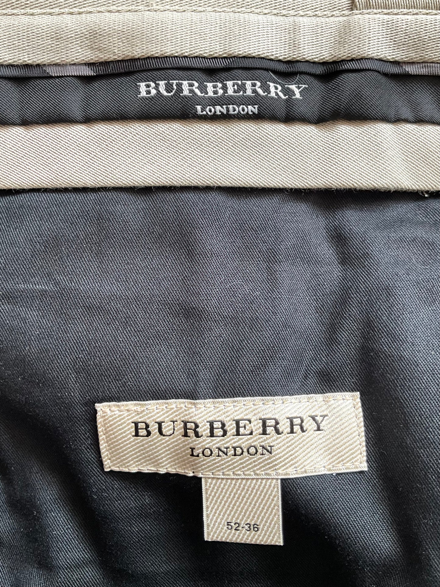 Men's Beige Burberry Flat-Front Tapered Leg Chinos, W36