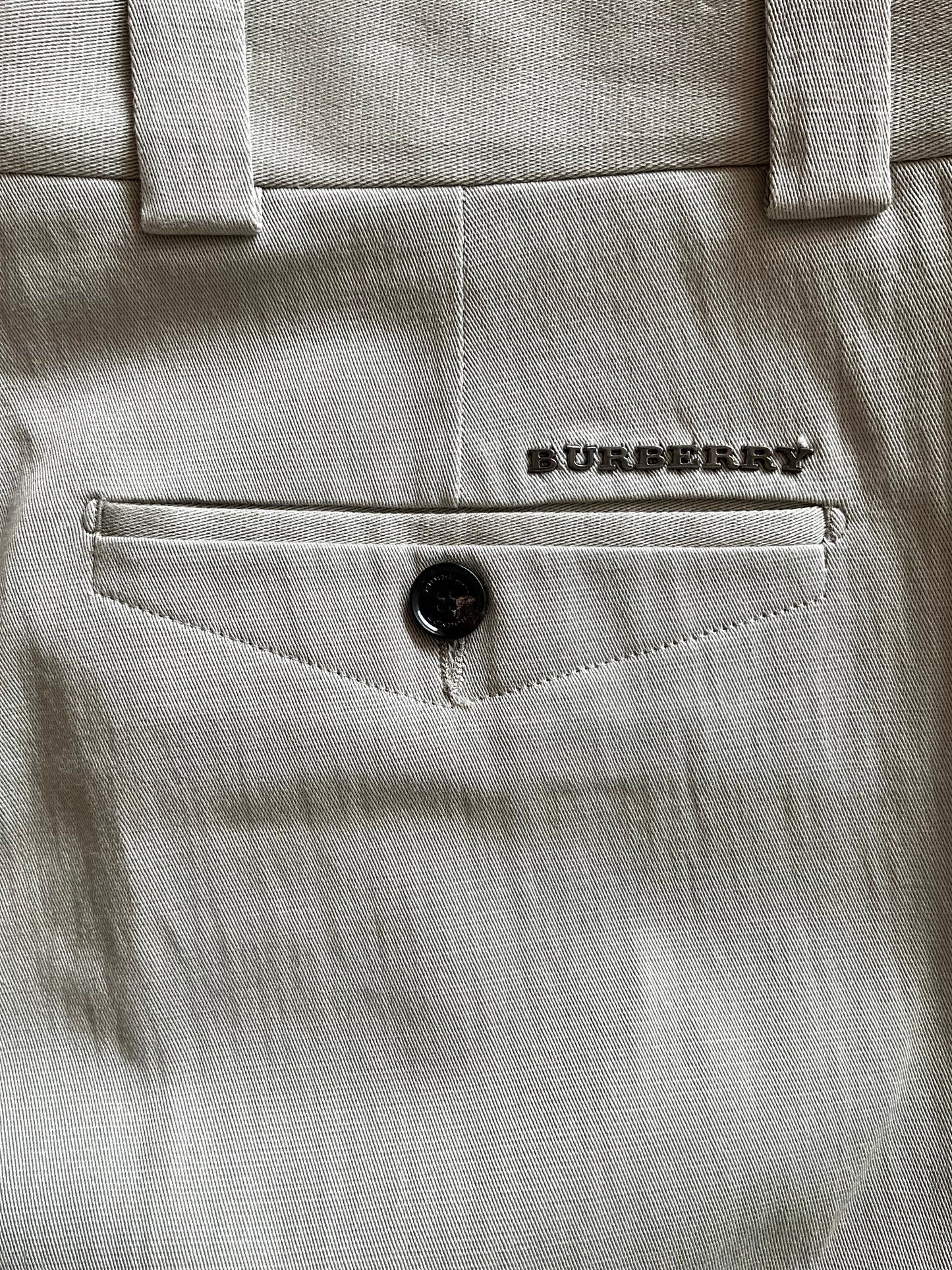 Men's Beige Burberry Flat-Front Tapered Leg Chinos, W36