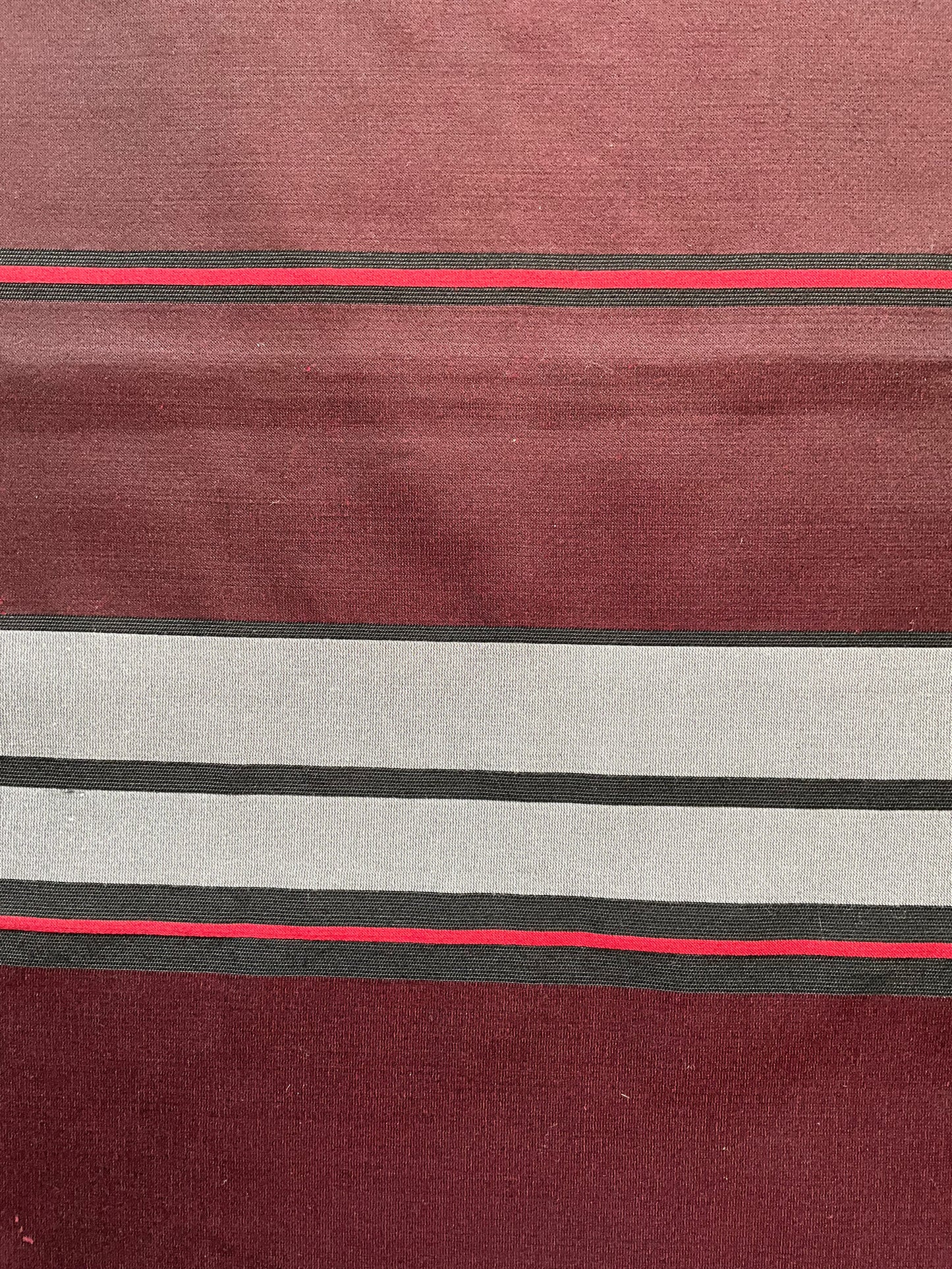 Vintage Burgundy and Grey Stripe Scarf, Made in France 