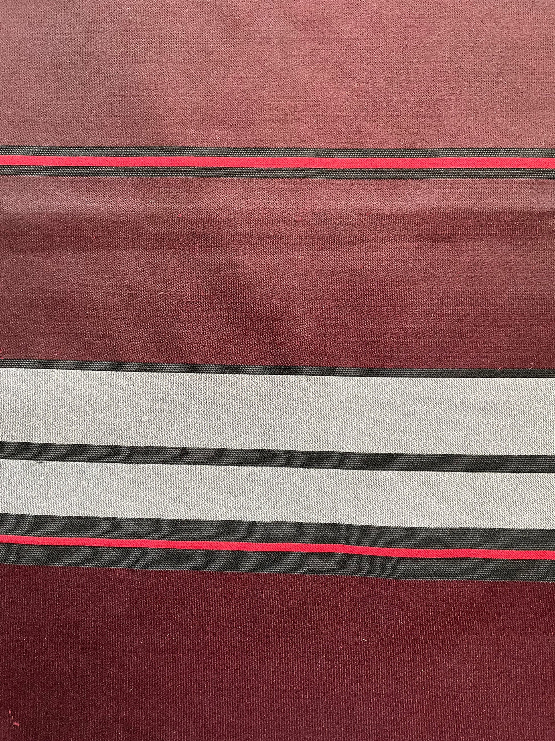 Vintage Burgundy and Grey Stripe Scarf, Made in France 