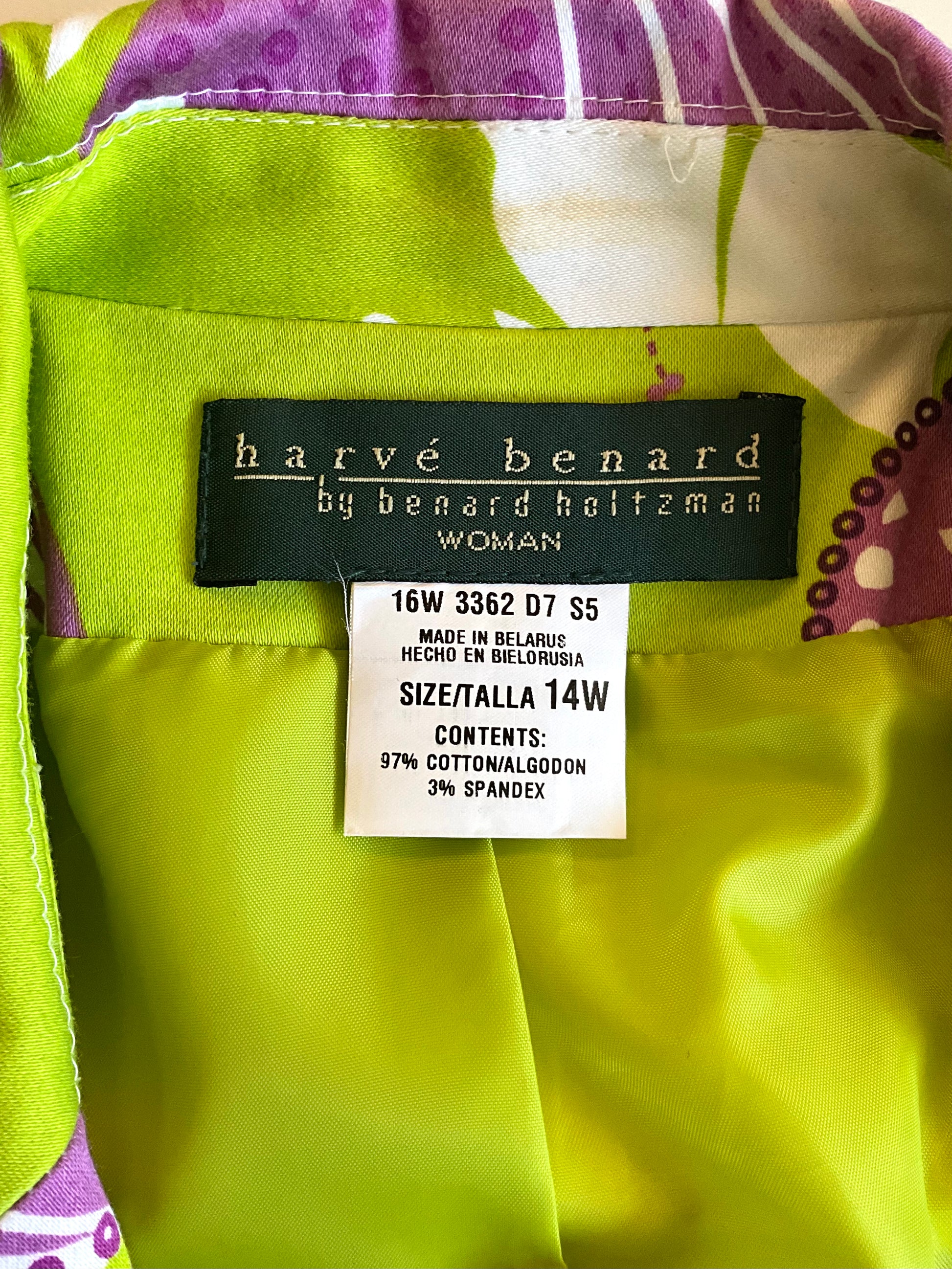 Vintage 1990s Harvé Benard Green Butterfly Print Cotton Blazer, XL