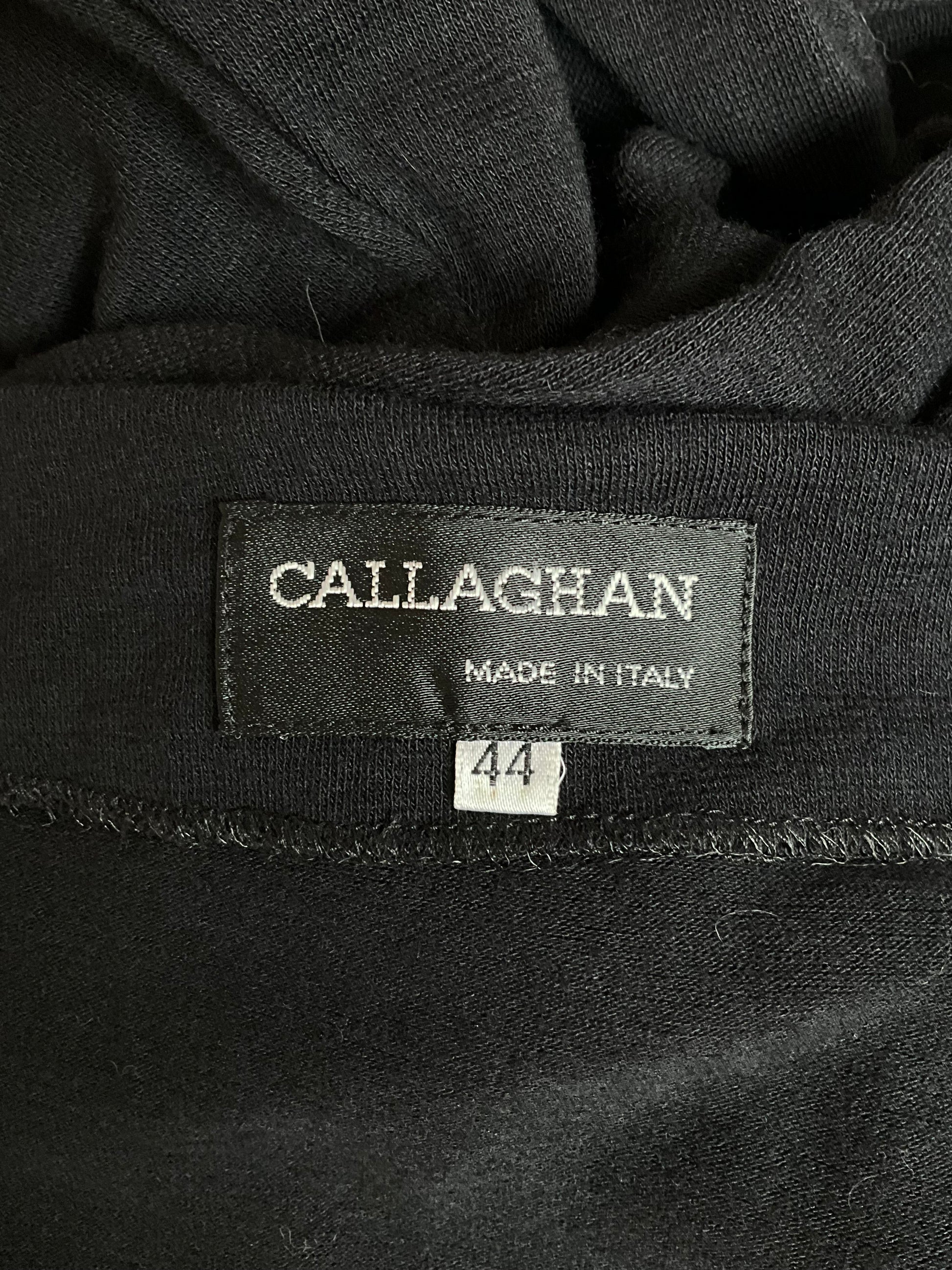 Vintage 1990s Callaghan Black Jersey Knit Long Sleeve Bodycon Dress, Medium 