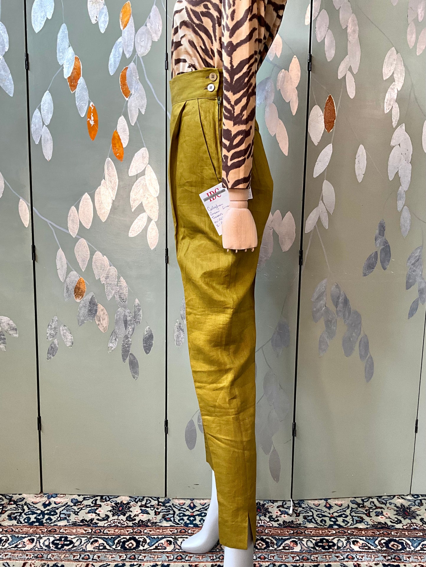 Vintage 1980s Callaghan Green Linen Tapered Pants, W26