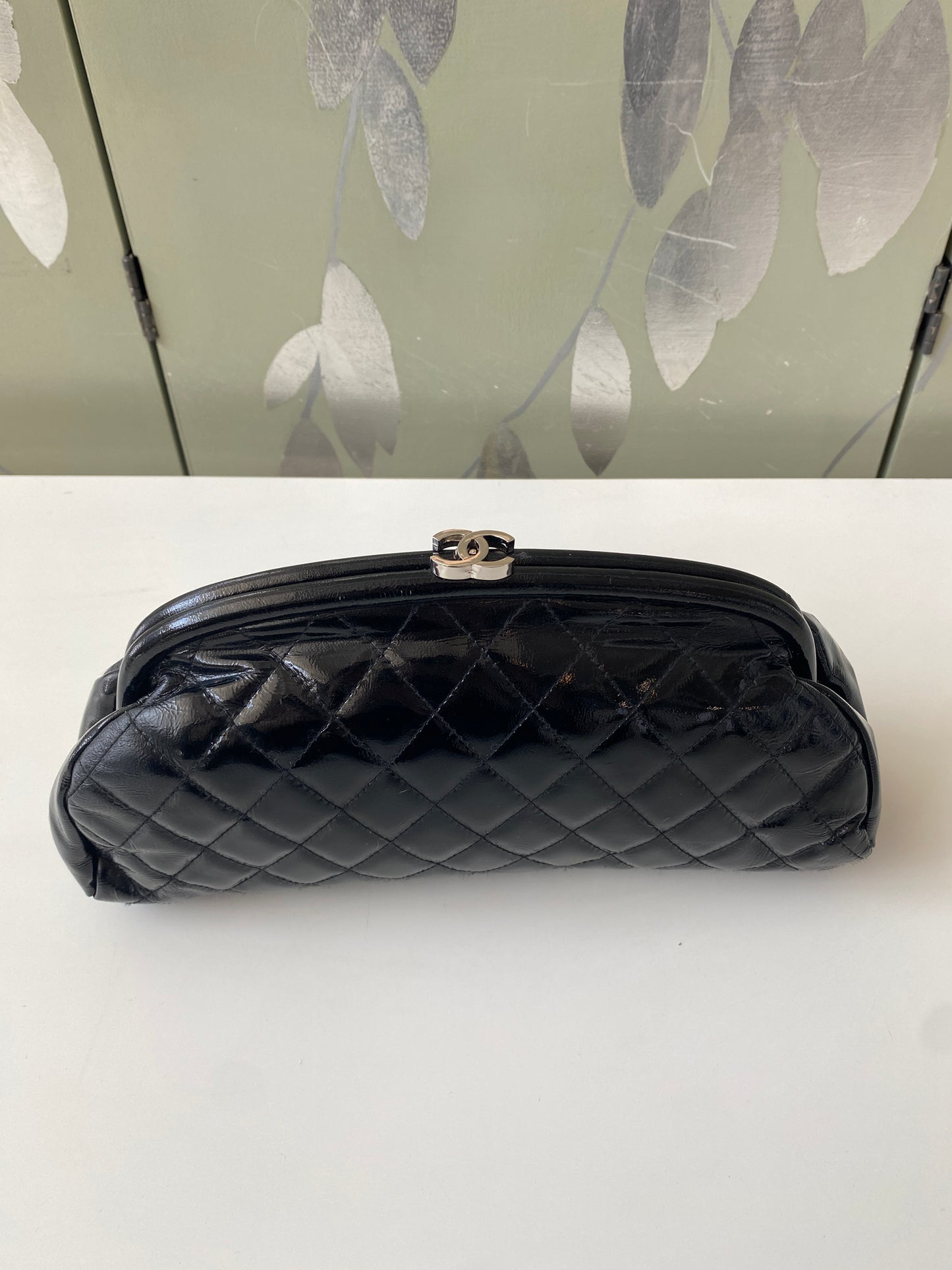 Vintage 2000s Chanel Mademoiselle Black Half Moon Quilted Leather Clutch