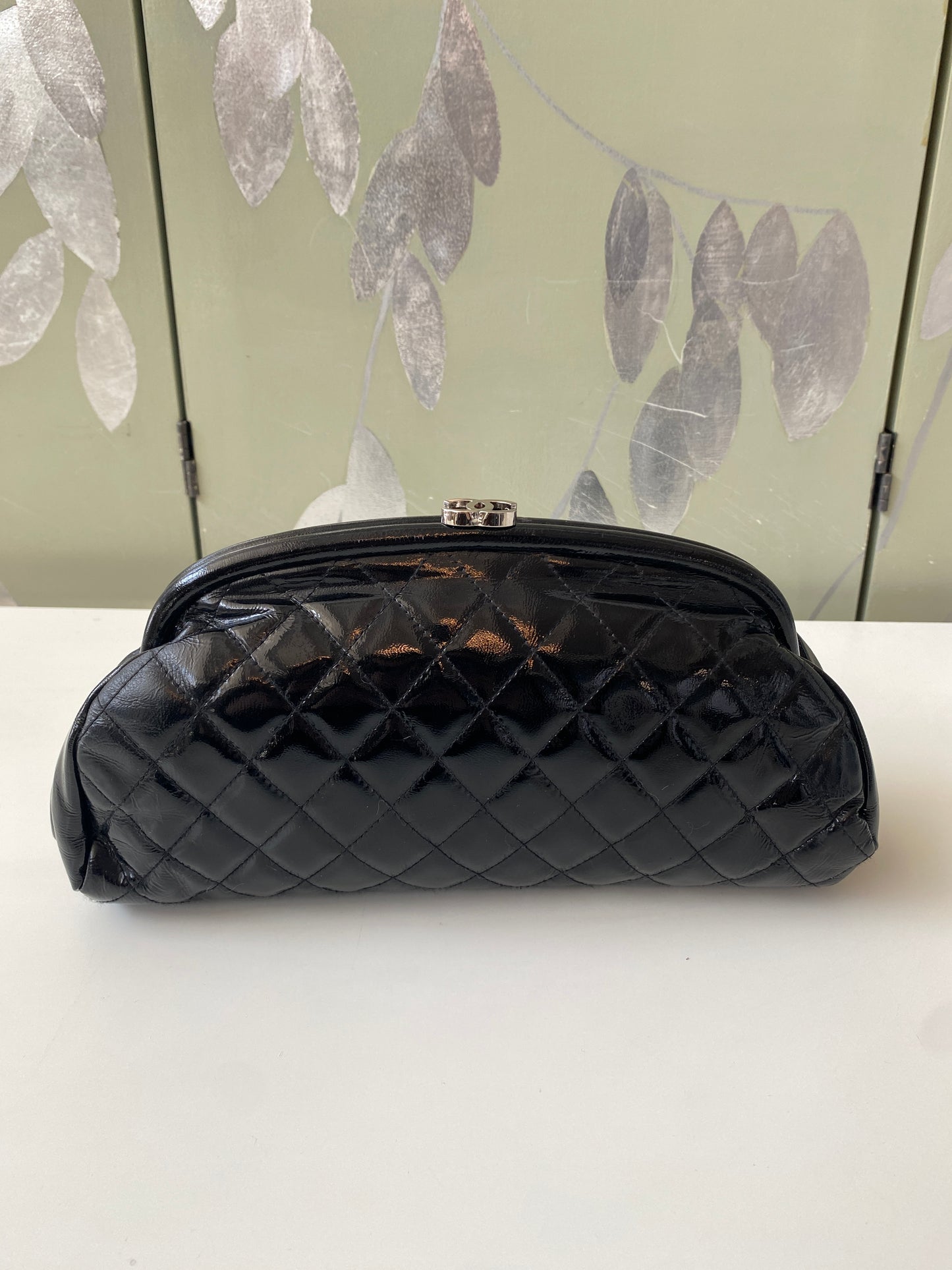 Vintage 2000s Chanel Mademoiselle Black Half Moon Quilted Leather Clutch