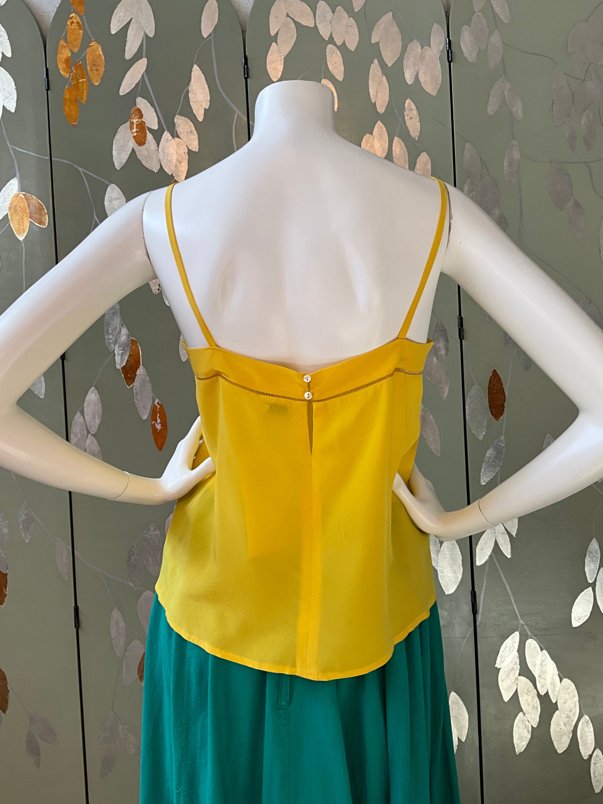 Vintage 1980s Chloe Yellow Silk Camisole Top, Medium