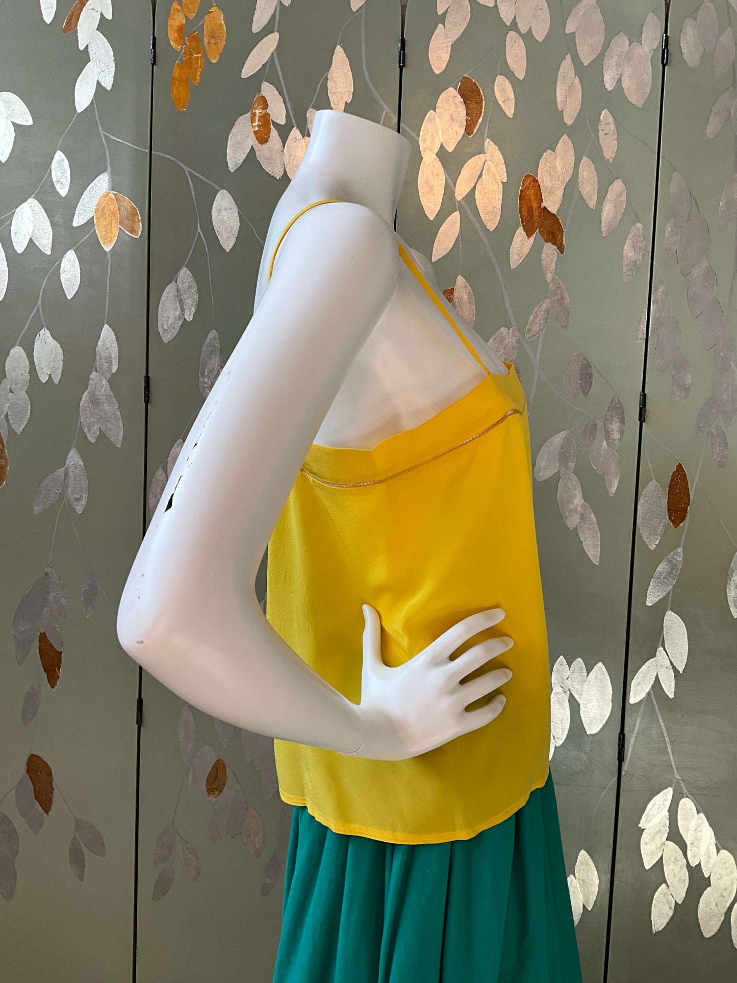 Vintage 1980s Chloe Yellow Silk Camisole Top, Medium