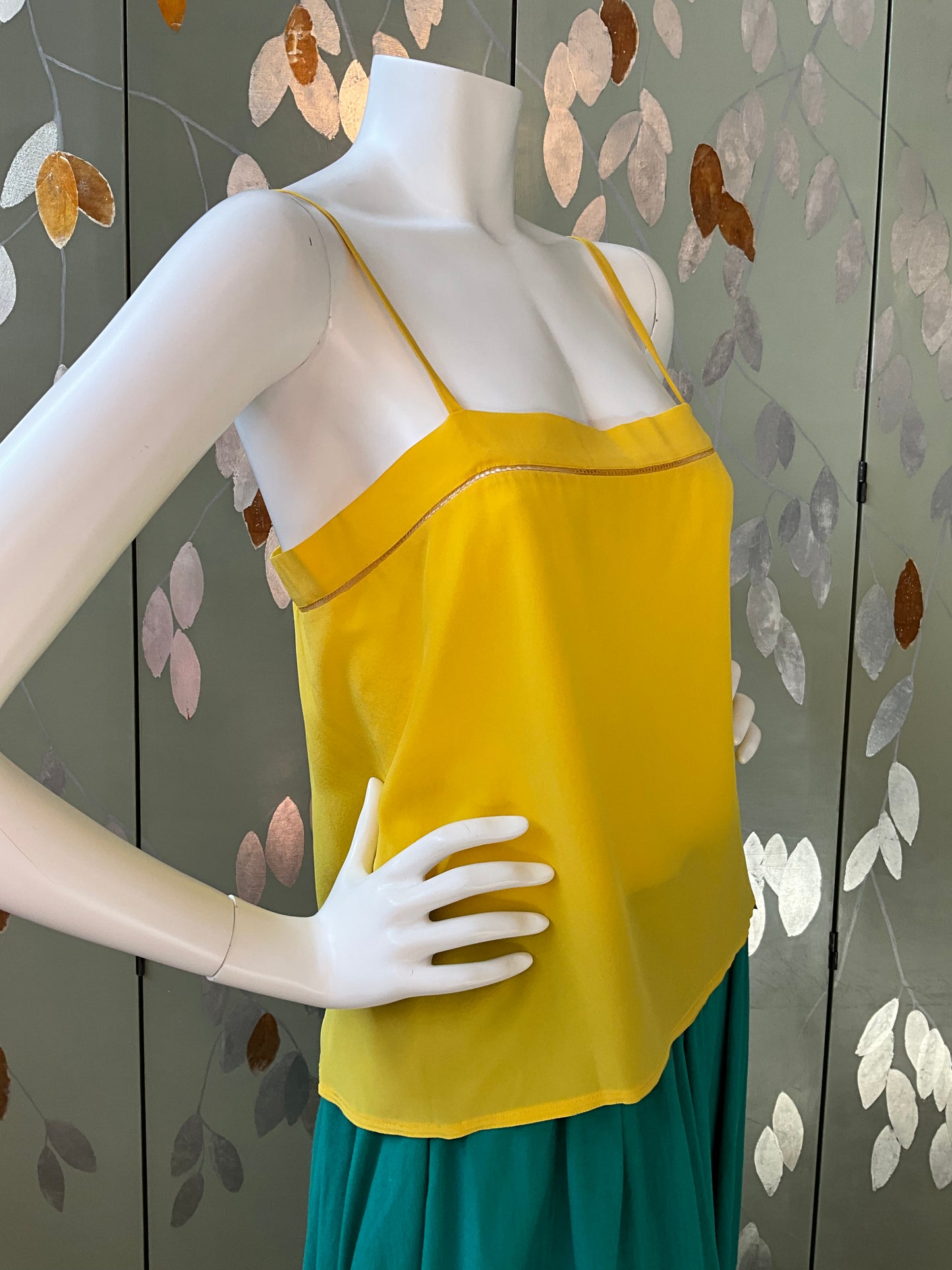 Vintage 1980s Chloe Yellow Silk Camisole Top, Medium
