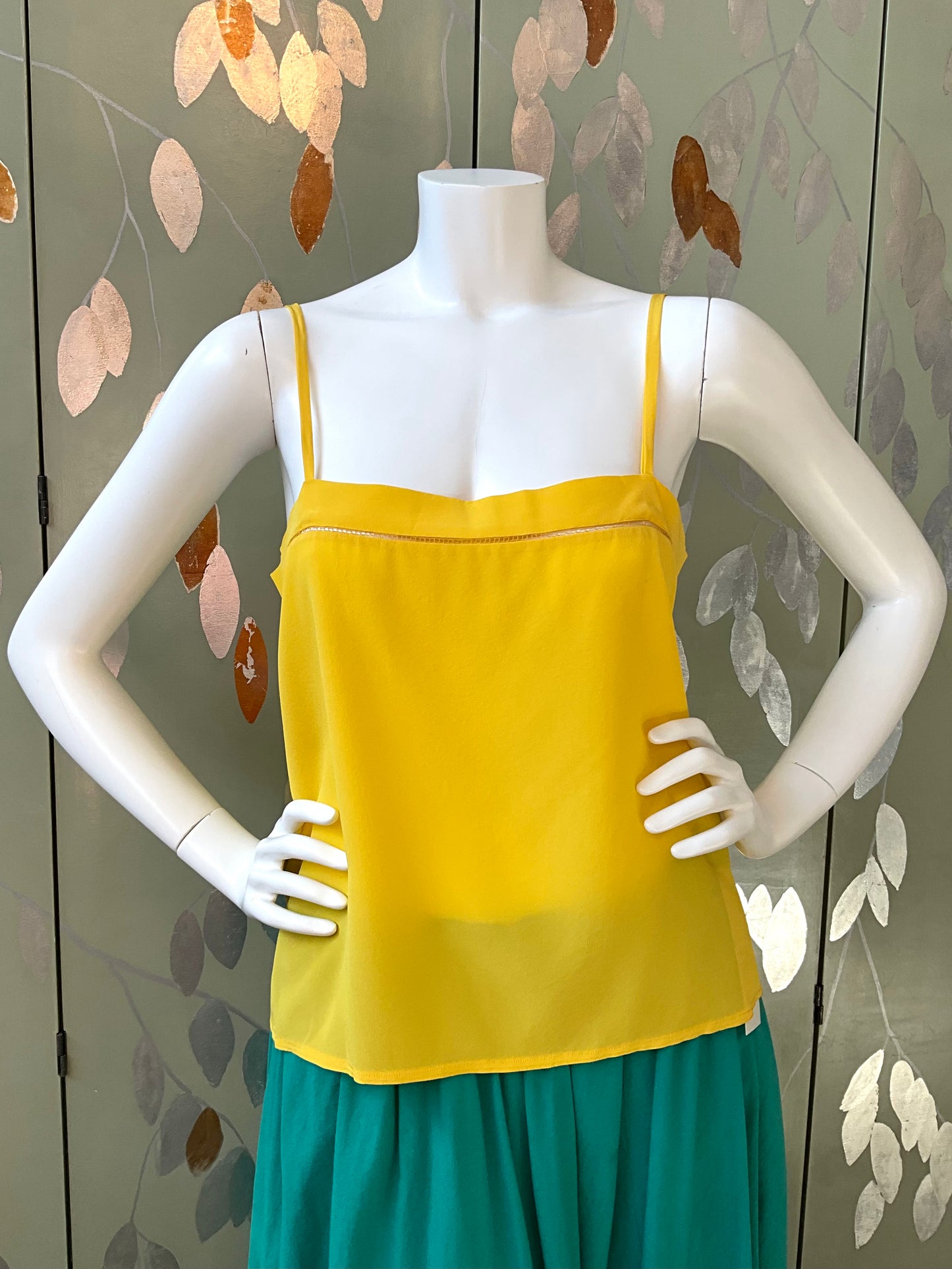Vintage 1980s Chloe Yellow Silk Camisole Top, Medium