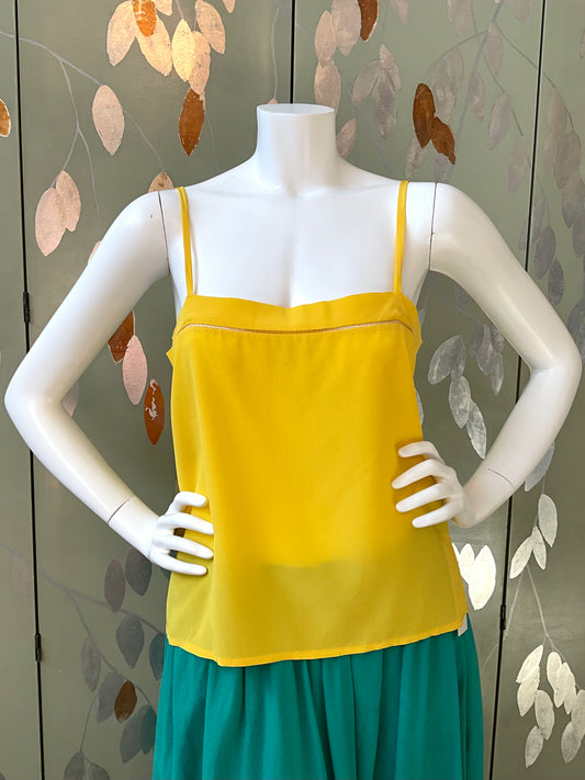 Vintage 1980s Chloe Yellow Silk Camisole Top, Medium