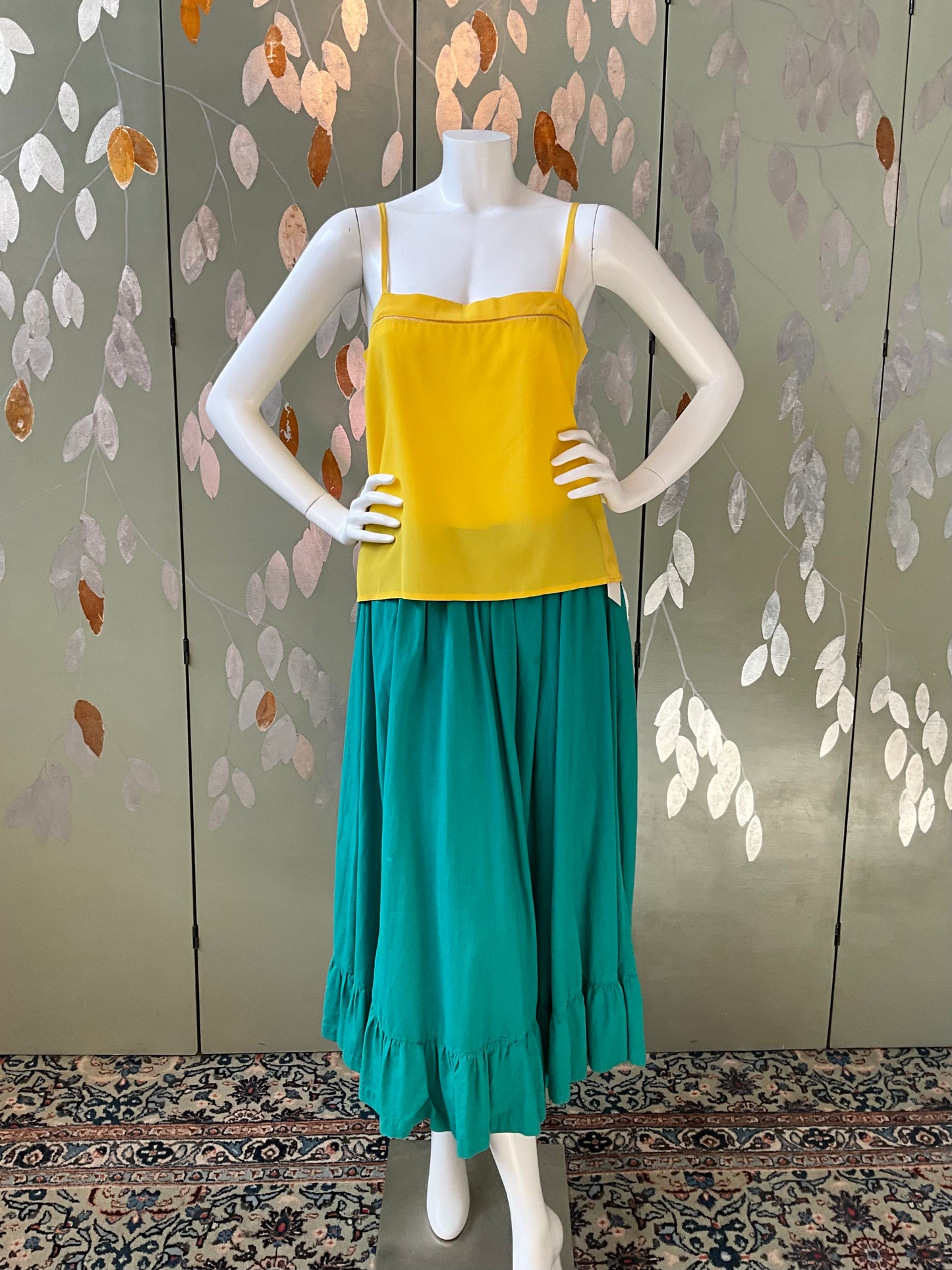 Vintage 1980s Chloe Yellow Silk Camisole Top, Medium