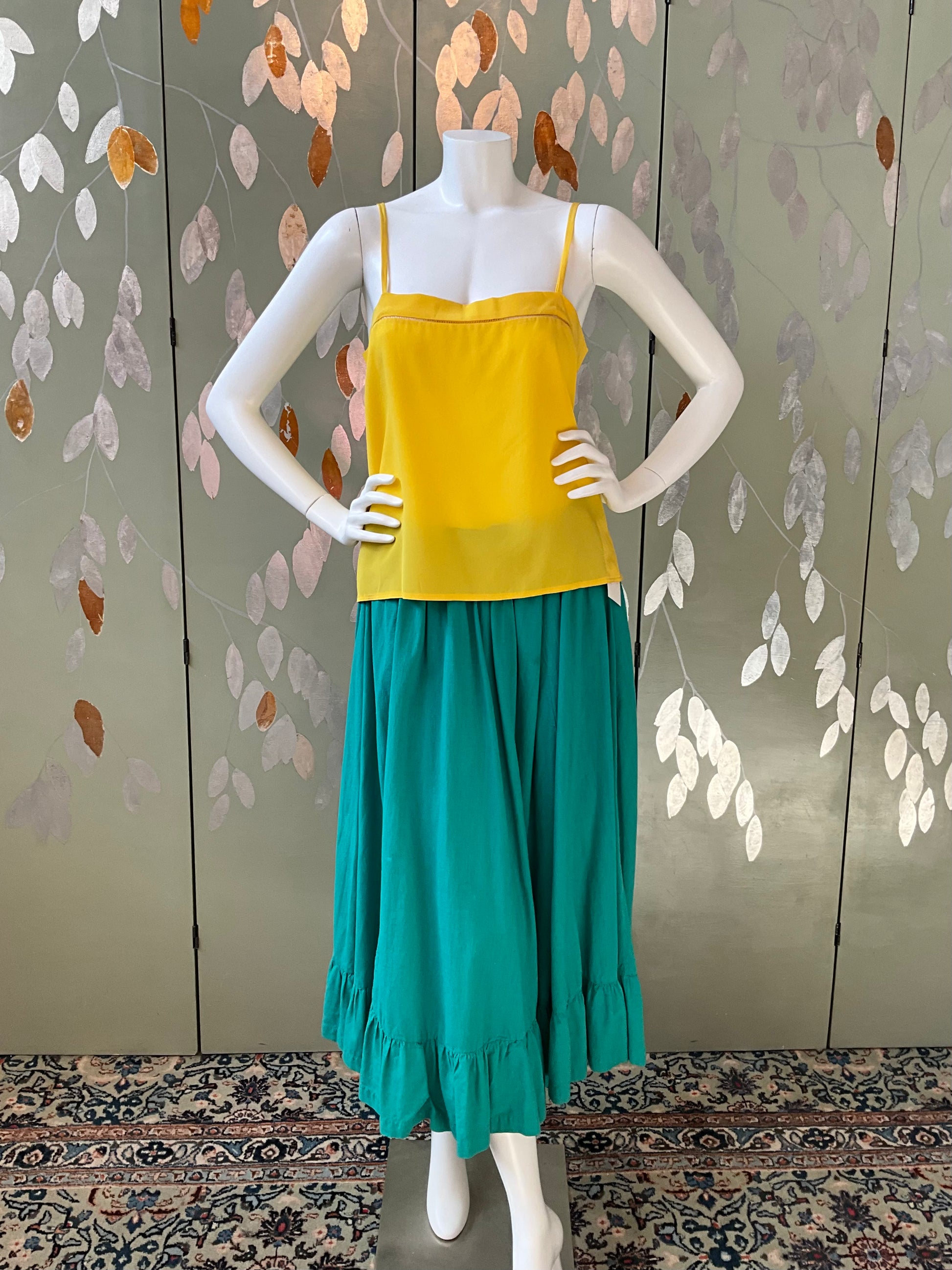 Vintage 1980s Chloe Yellow Silk Camisole Top, Medium