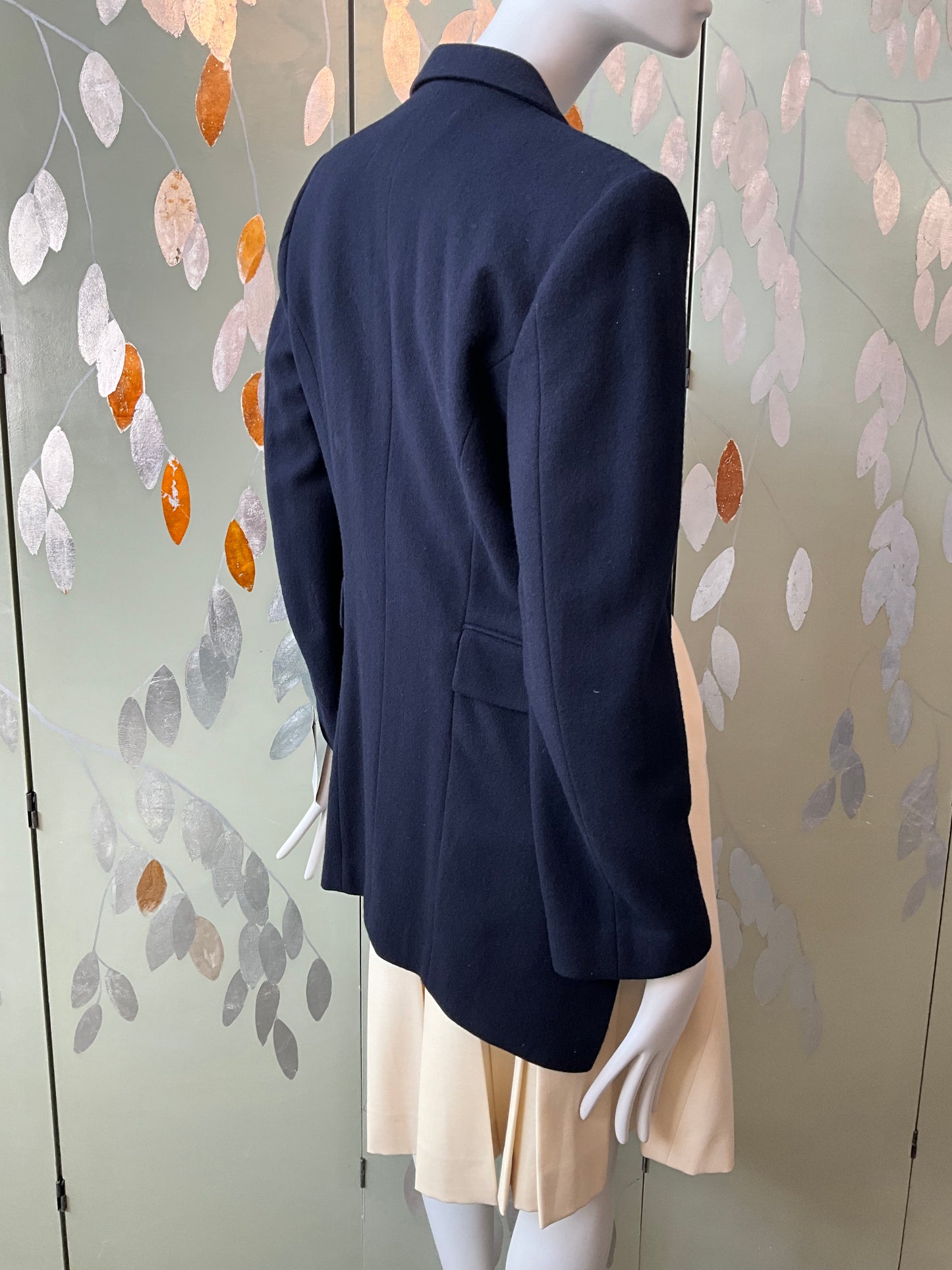 Vintage 1990s Comme des Garçons Robe de Chambre Navy Wool Cutaway Coat, Small