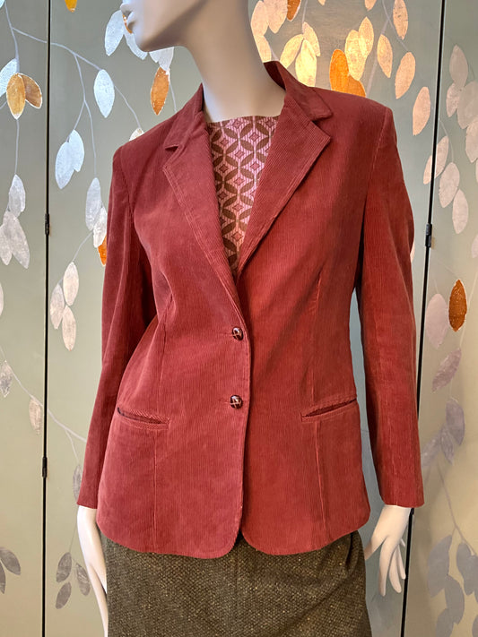 Vintage 1980s Mahogany Brown Corduroy Blazer, Medium 