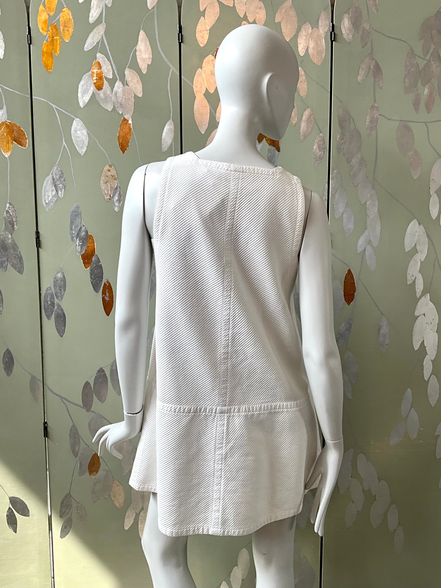 Vintage 1990s White Courrèges Space Age Mod Shift Dress, Medium 