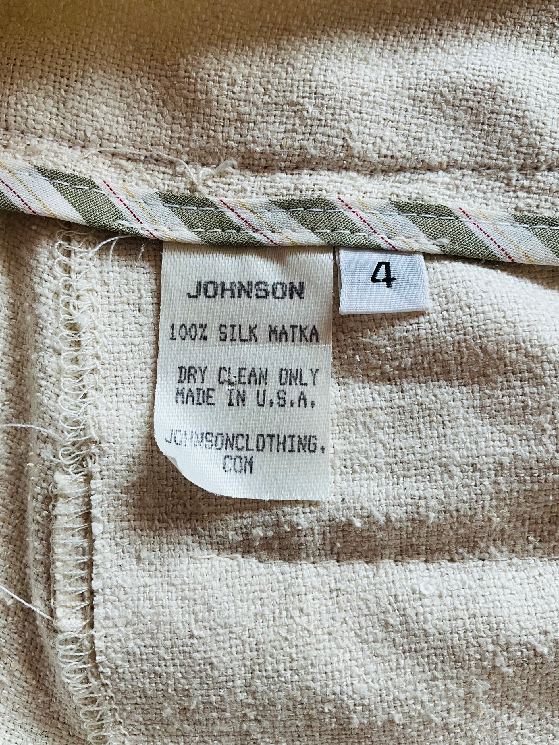 Fabric with a Johnson clothing label 