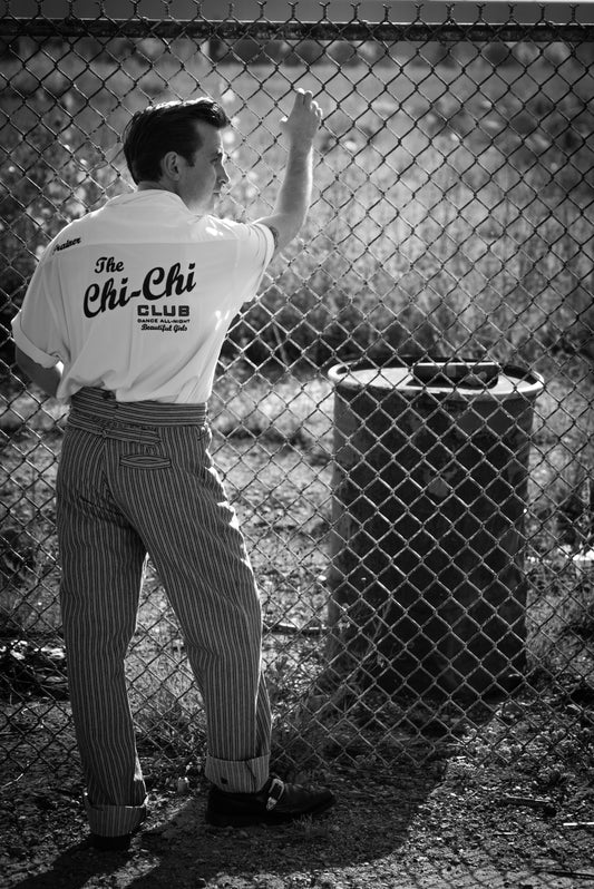 Vintage 1950s-Style Lucky Brand White Short Sleeve Bowling Shirt, XL