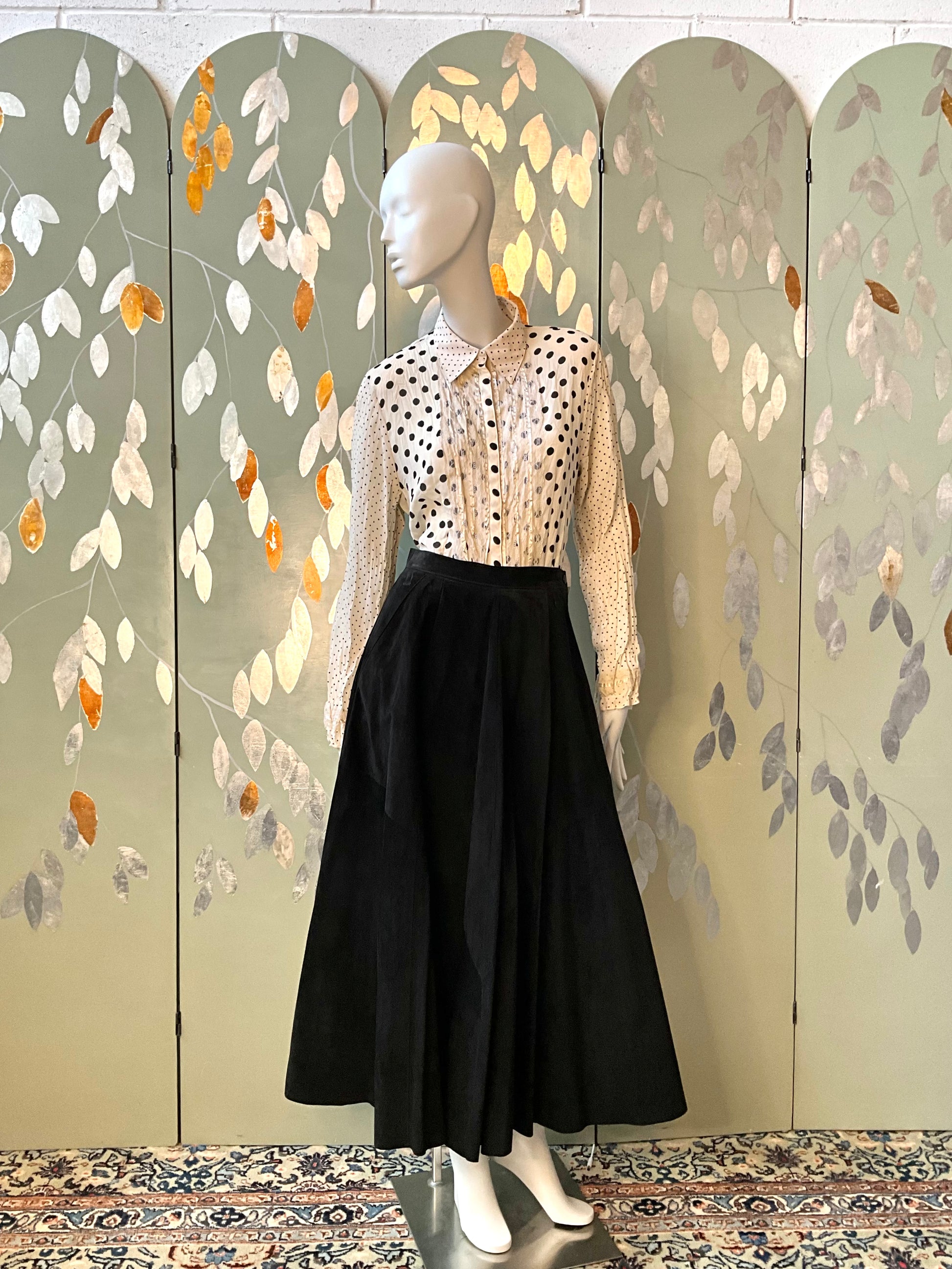 Vintage 1990s Danier Black Suede Maxi Circle Skirt, W27