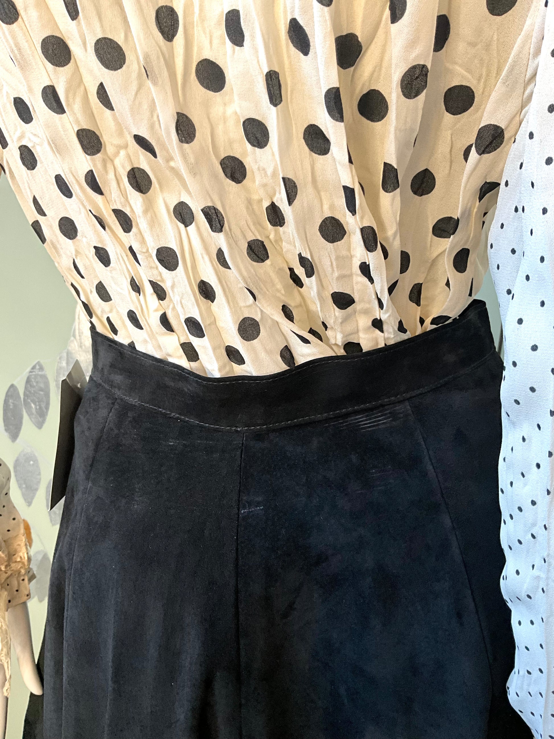 Vintage 1990s Danier Black Suede Maxi Circle Skirt, W27