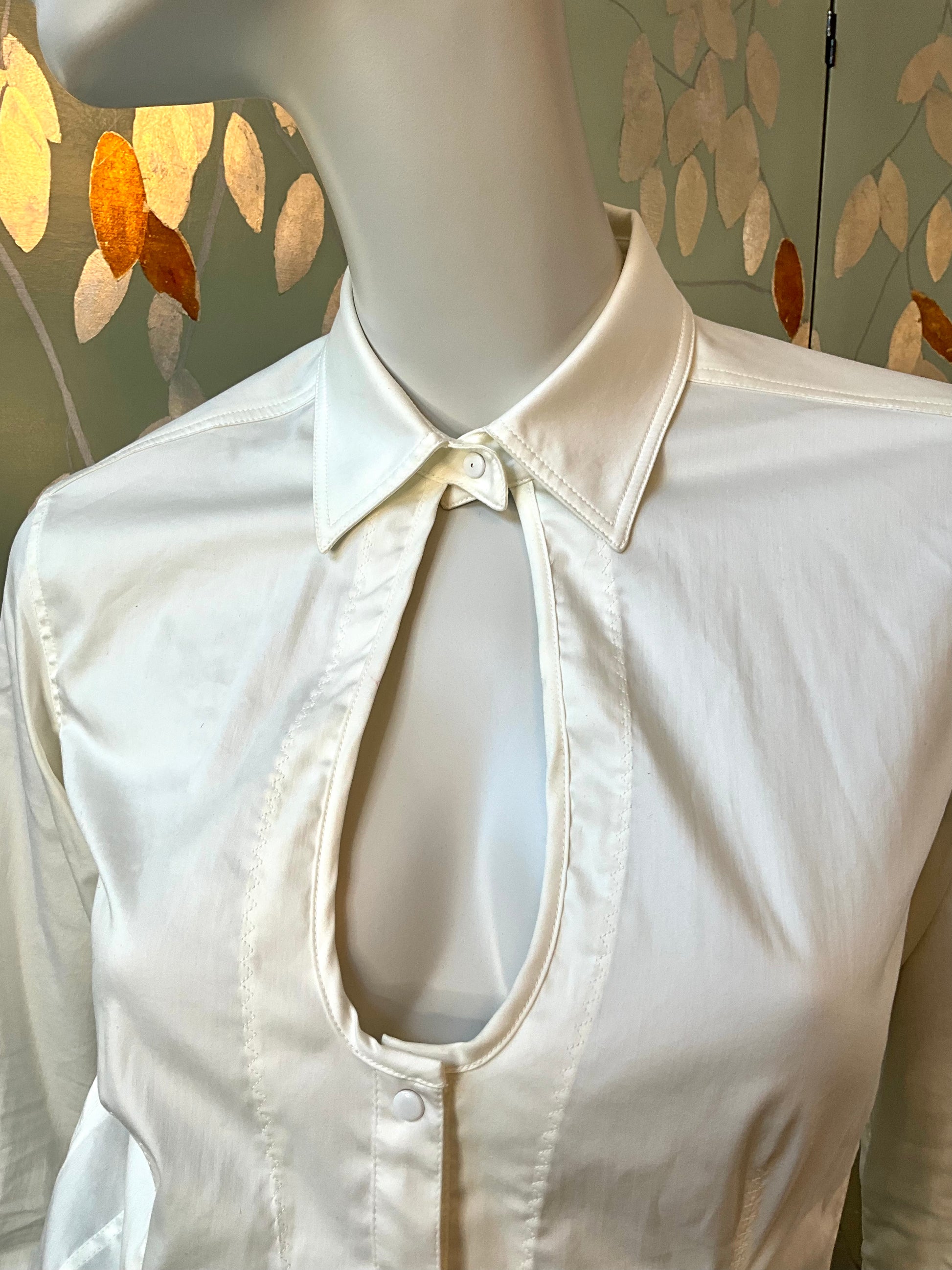 Donna Karan White Blouse with Exposed Boning, Small  